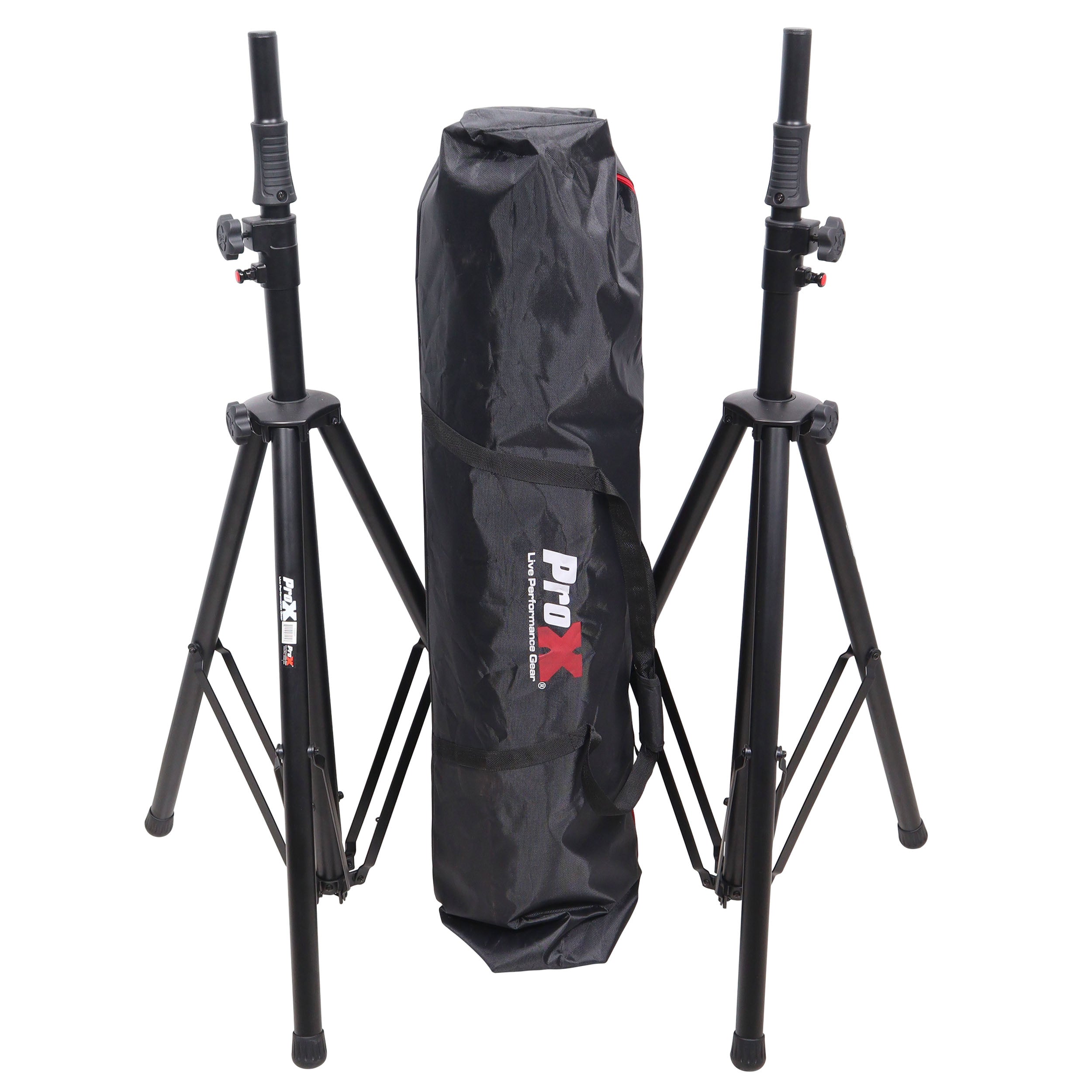 Set of 2 Pro Air-Powered tripod Speaker stand in Black w/ Carry Bag