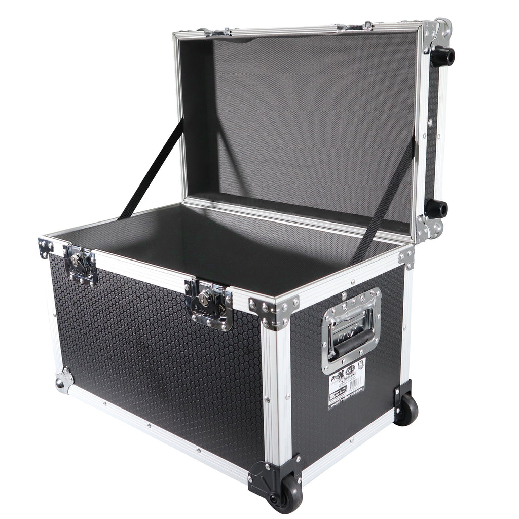 Rolling Utility Case W/ Retractable Handle and Low-Profile Recessed Wheels 17x24.5x15" Exterior For Cabales/100 LP Vinyl Records