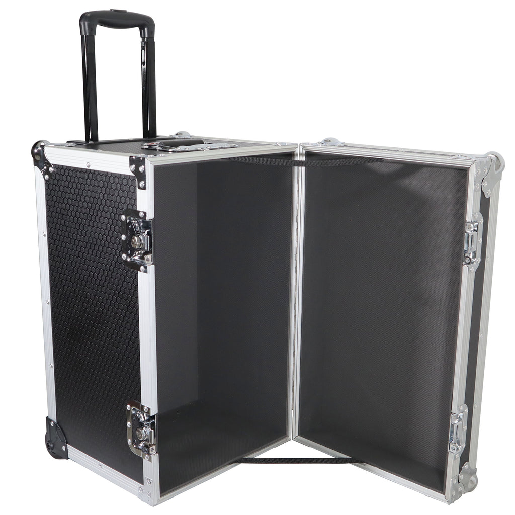 Rolling Utility Case W/ Retractable Handle and Low-Profile Recessed Wheels 17x24.5x15" Exterior For Cabales/100 LP Vinyl Records