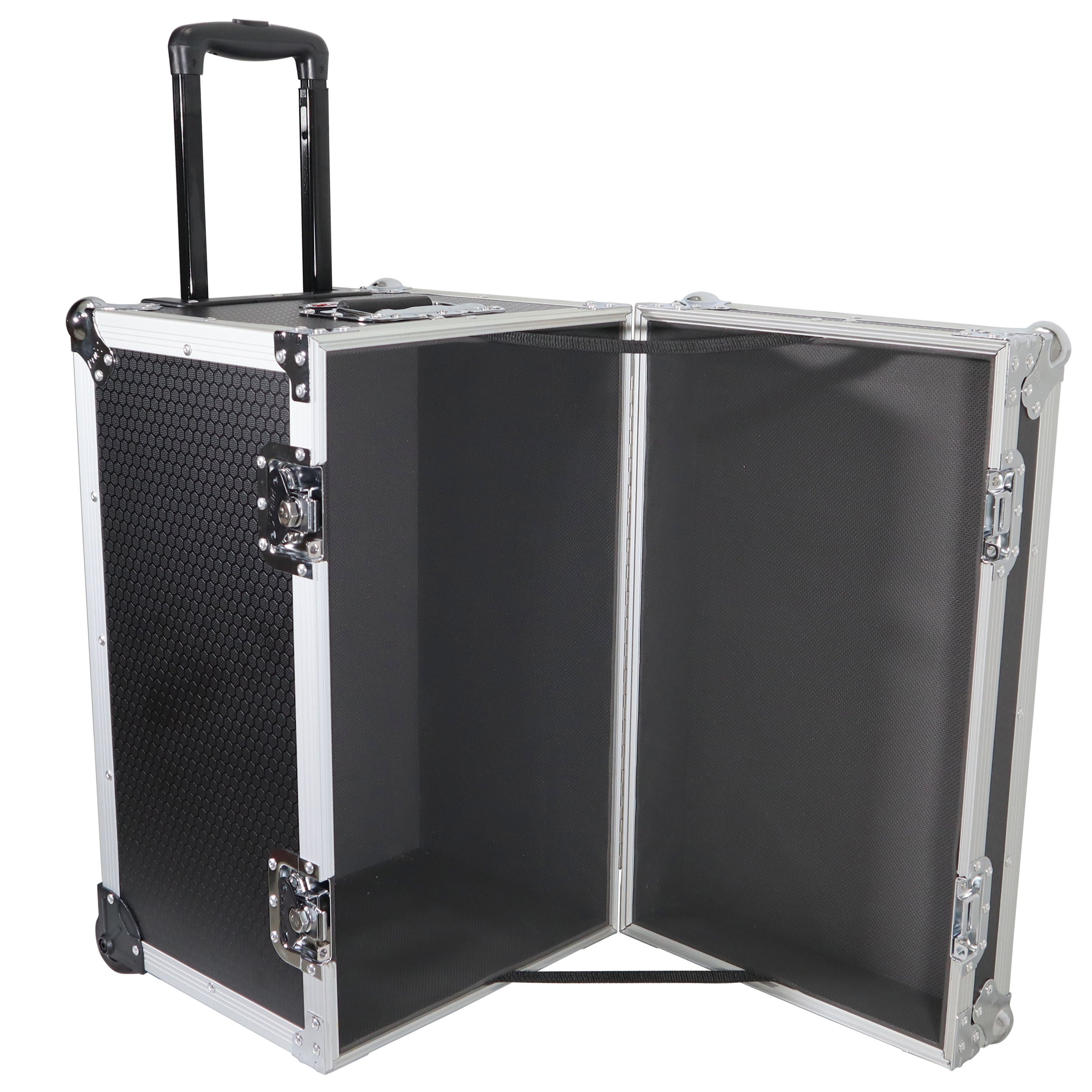 Rolling Utility Case W/ Retractable Handle and Low-Profile Recessed Wheels 17x24.5x15" Exterior For Cabales/100 LP Vinyl Records