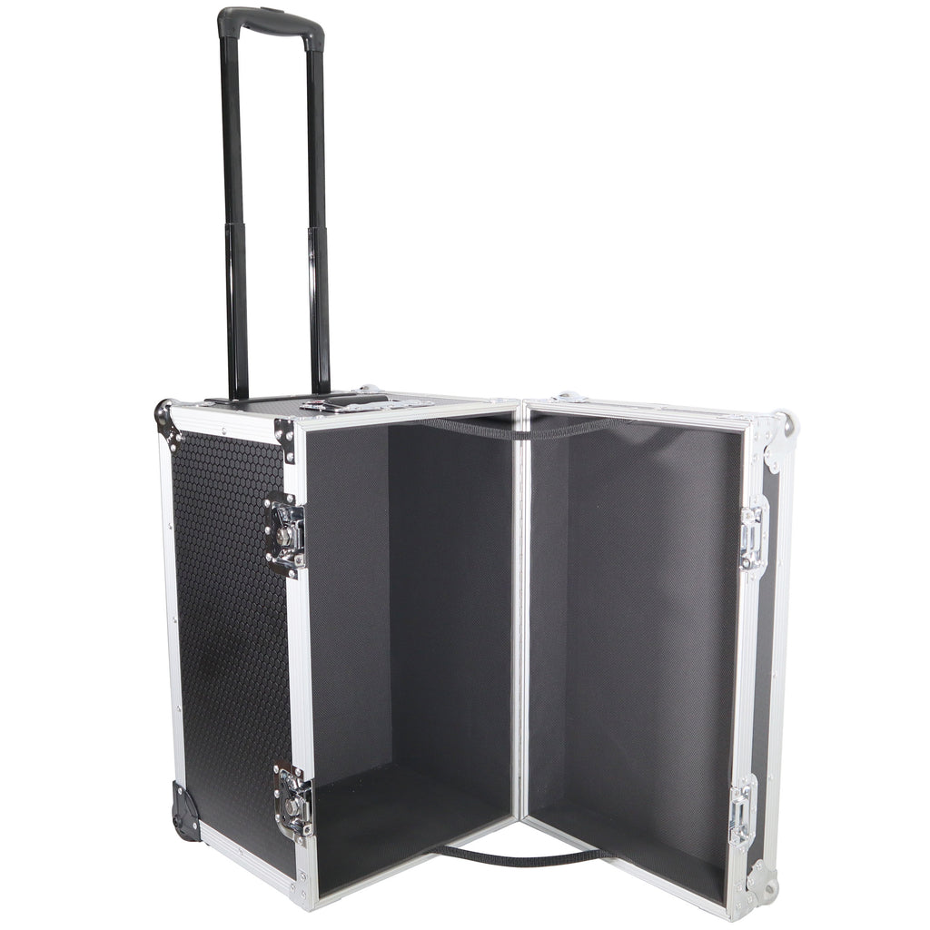 Rolling Utility Case W/ Retractable Handle and Low-Profile Recessed Wheels 17x24.5x15" Exterior For Cabales/100 LP Vinyl Records