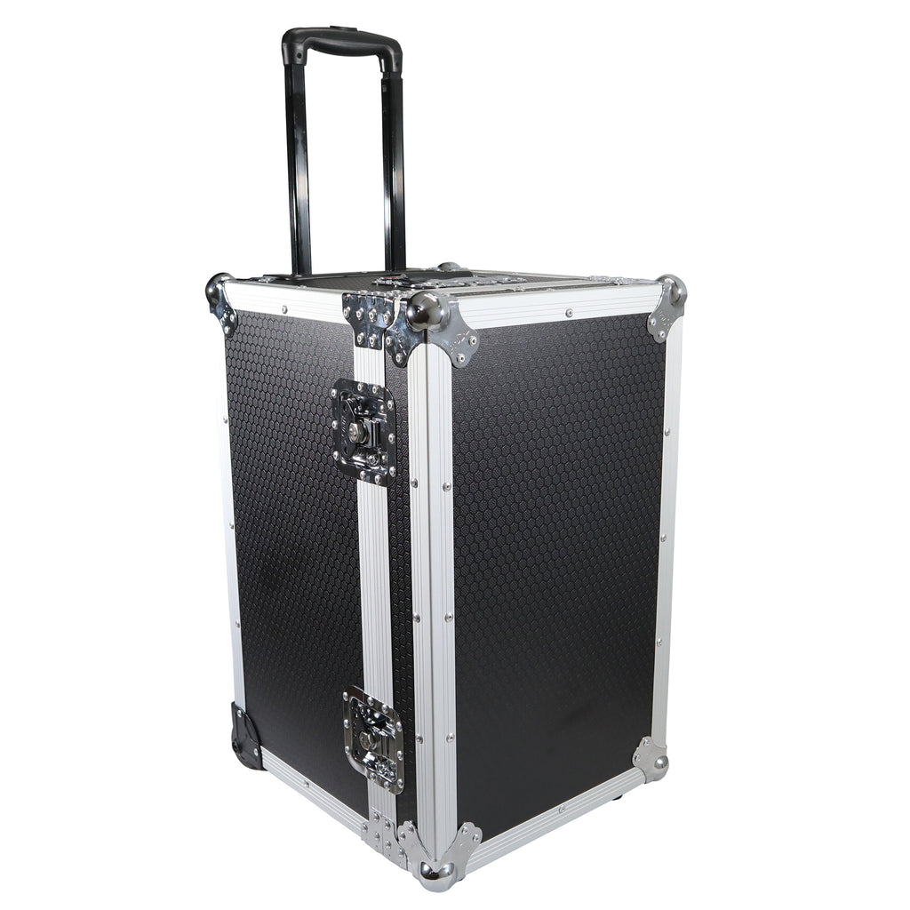 Rolling Utility Case W/ Retractable Handle and Low-Profile Recessed Wheels 17x24.5x15" Exterior For Cabales/100 LP Vinyl Records