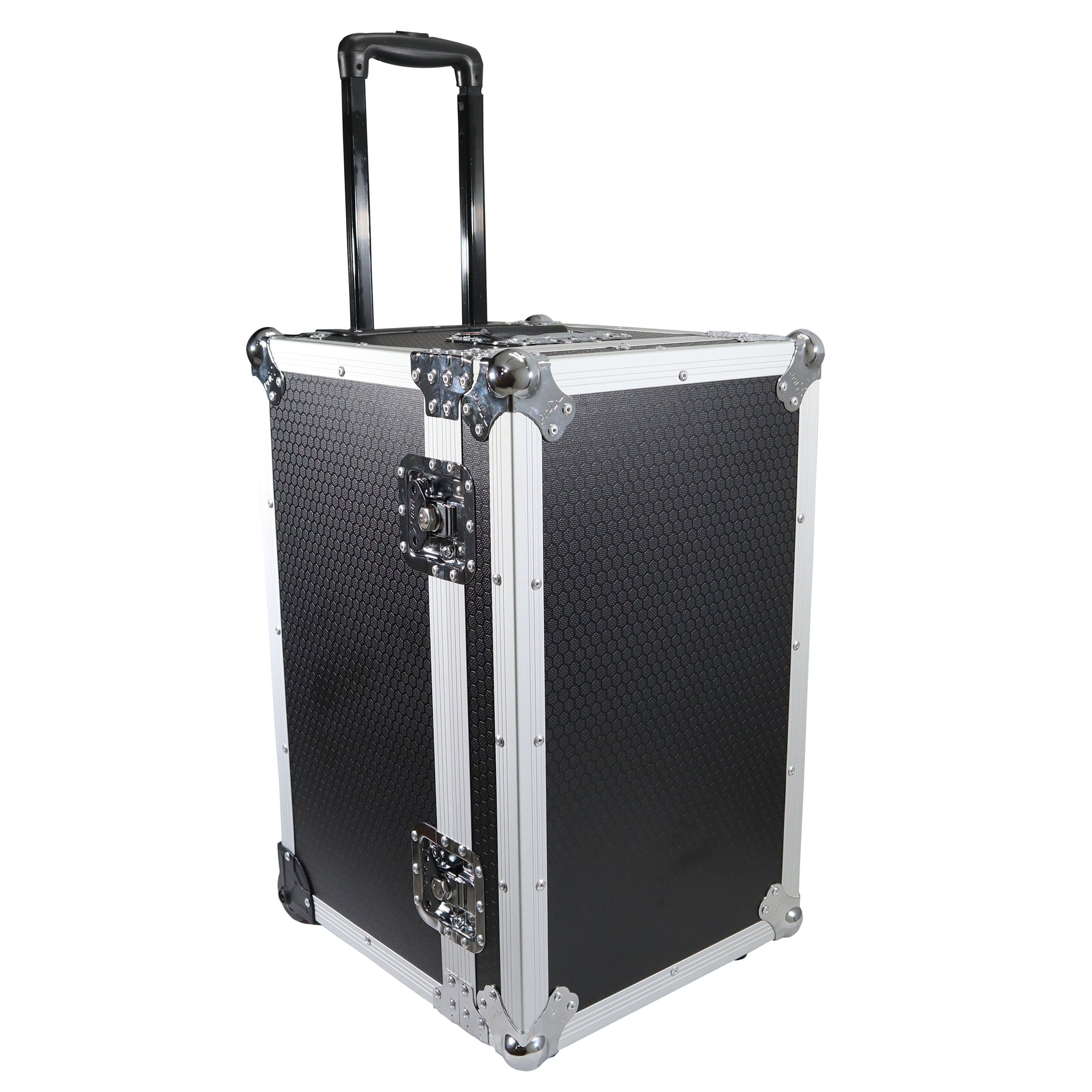 Rolling Utility Case W/ Retractable Handle and Low-Profile Recessed Wheels 17x24.5x15" Exterior For Cabales/100 LP Vinyl Records