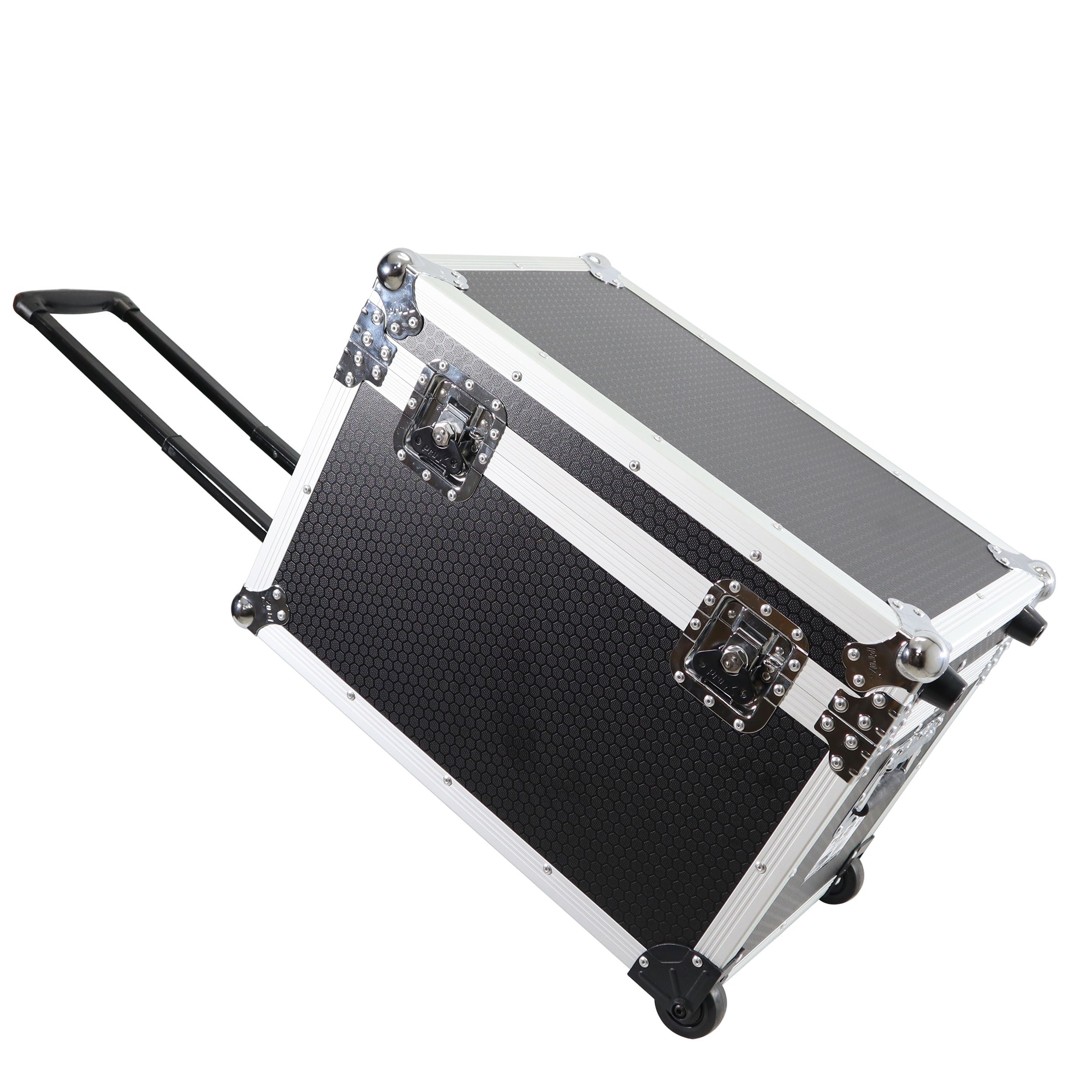 Rolling Utility Case W/ Retractable Handle and Low-Profile Recessed Wheels 17x24.5x15" Exterior For Cabales/100 LP Vinyl Records
