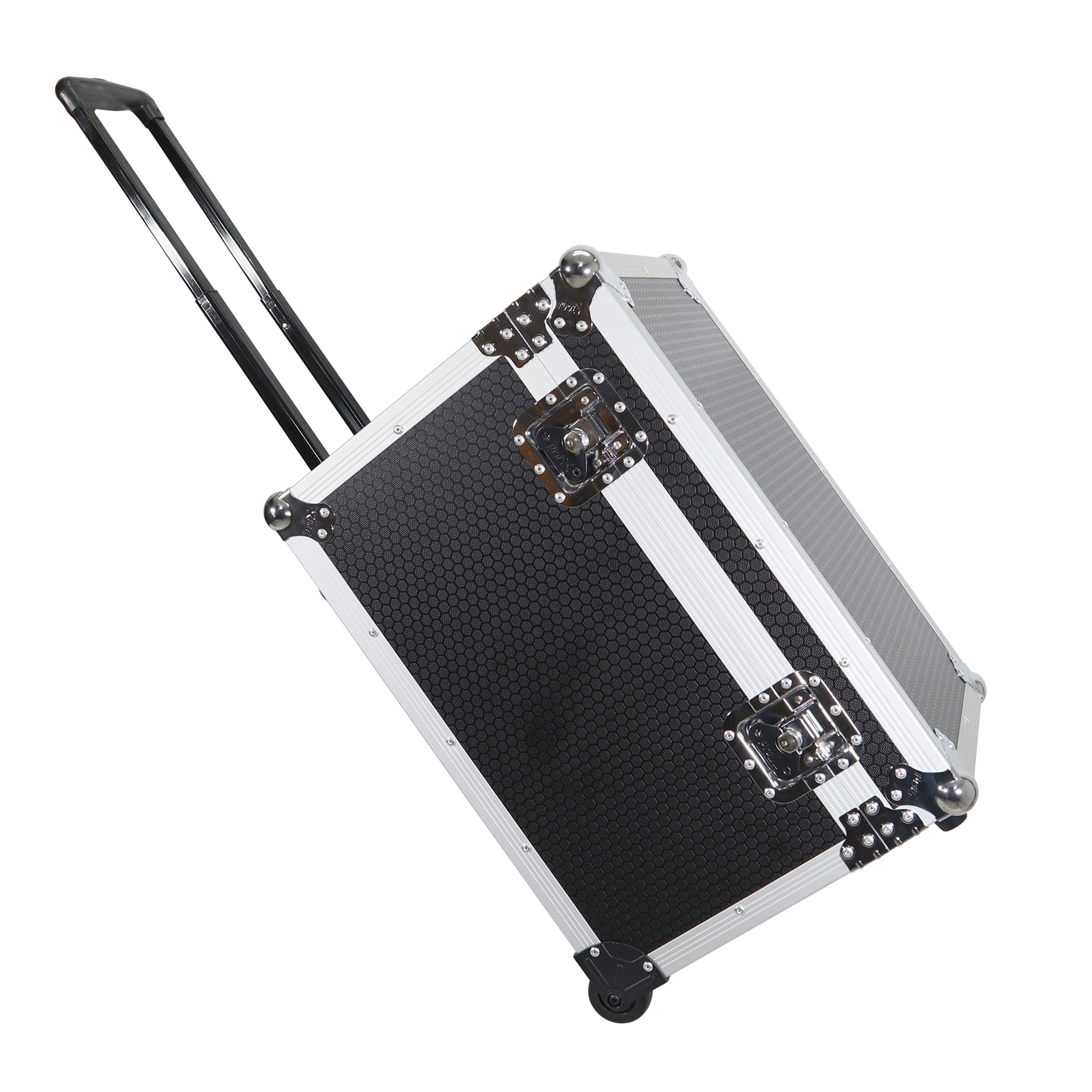 Rolling Utility Case W/ Retractable Handle and Low-Profile Recessed Wheels 17x24.5x15" Exterior For Cabales/100 LP Vinyl Records