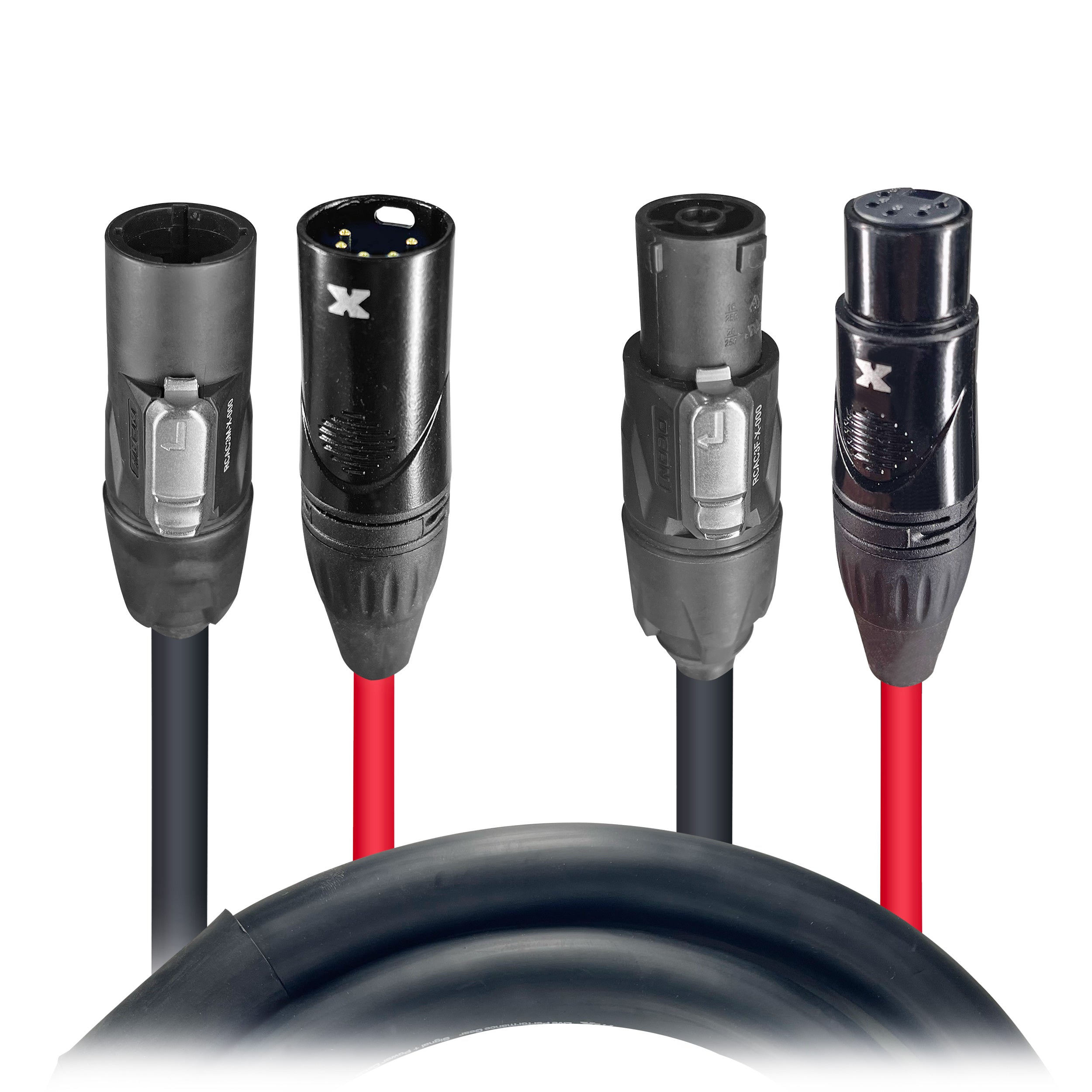 5PCS 10' FT Dual Powerkon to Dual DMX 5-PIN Combo Link Jumper Cable
