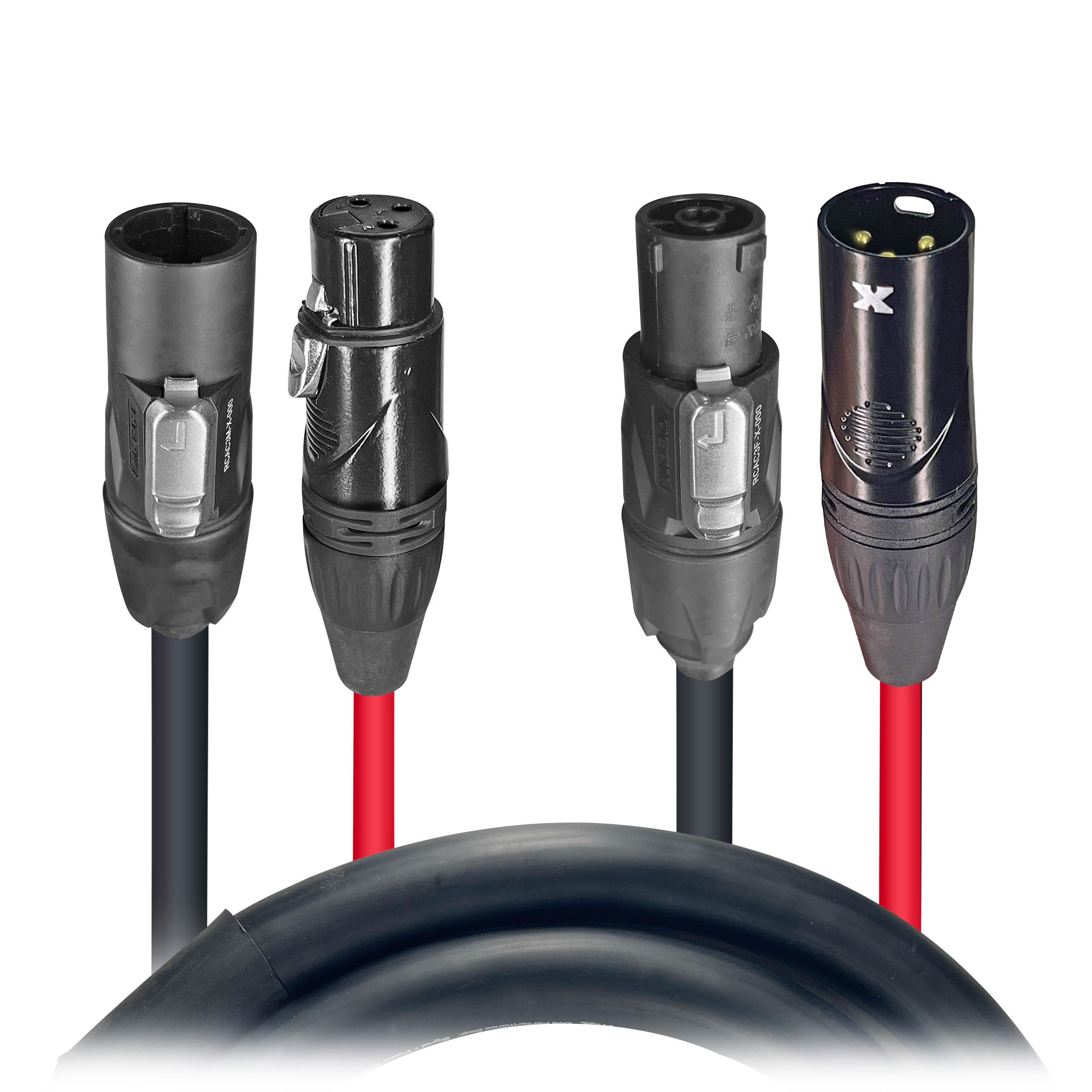 10PCS 6' FT Dual Powerkon to XLR Dual Audio Combo Link Jumper Cable