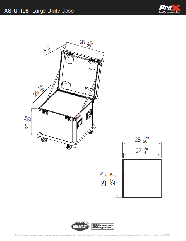 ATA Utility Flight Travel Heavy-Duty Storage Road Case with 4" in casters – 29.5"x29.5"x29" Exterior