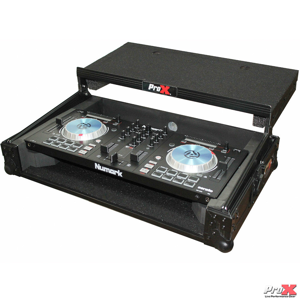 Flight Case for Numark MixTrack 3 Pro 3 and Platinum Digital Controller W-Laptop Shelf | Black on Black
