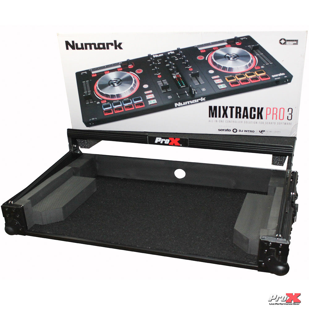 Flight Case for Numark MixTrack 3 Pro 3 and Platinum Digital Controller W-Laptop Shelf | Black on Black