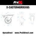 Set of 4 Gray Replacement 4 inch Industrial Grade Caster Wheels Kit with Fasteners- Plate  3.75 x 2.5 in.