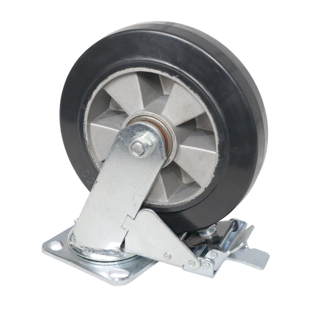 Single 8-inch Industrial Grade Caster Wheel for ProX ATA Flight Utility Console Speaker Cases - Plate 4.5 x 4 in.