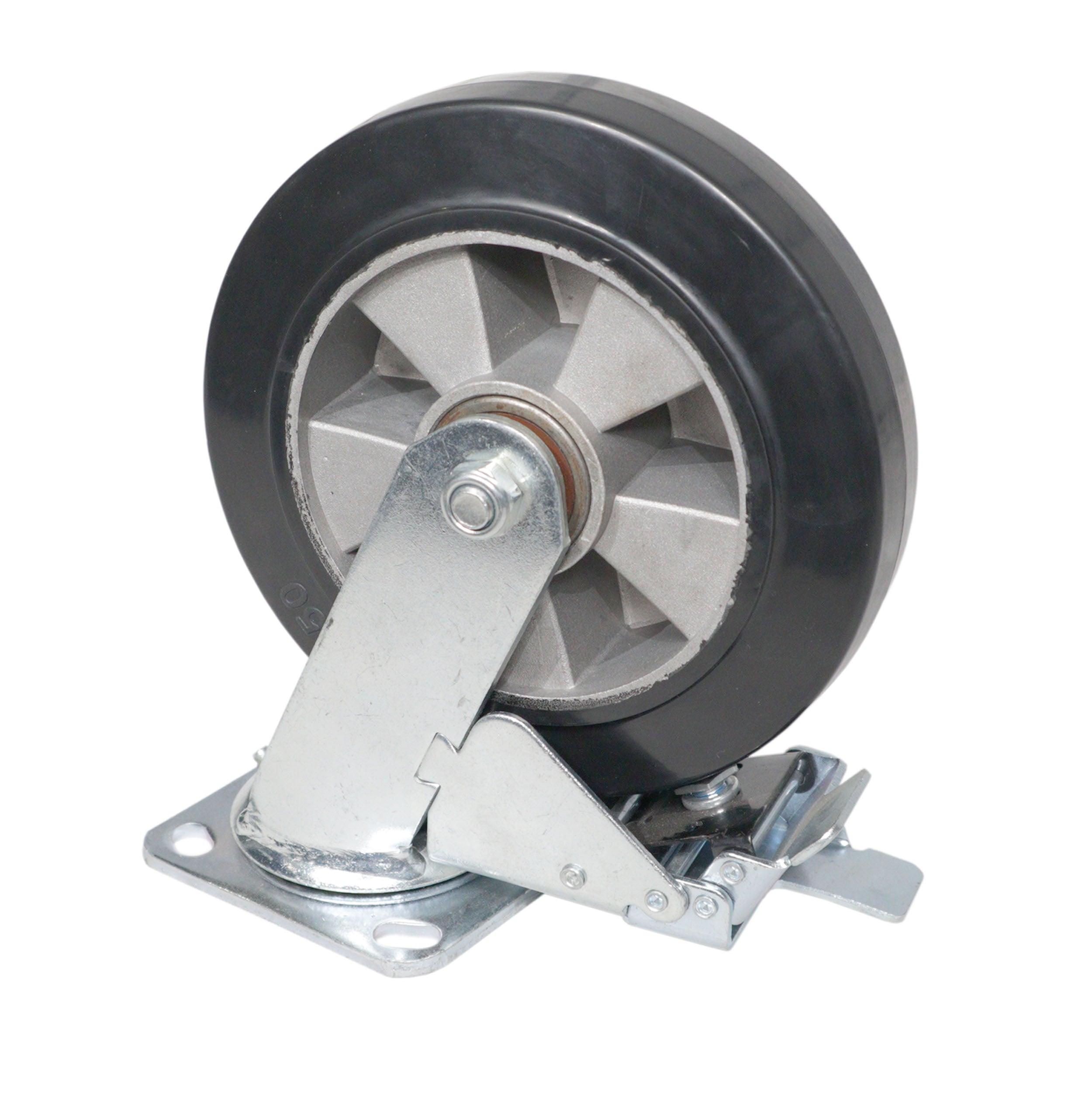 Single 8-inch Industrial Grade Caster Wheel for ProX ATA Flight Utility Console Speaker Cases - Plate 4.5 x 4 in.