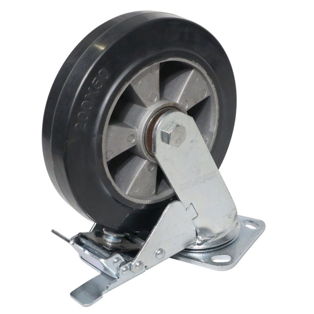 Single 8-inch Industrial Grade Caster Wheel for ProX ATA Flight Utility Console Speaker Cases - Plate 4.5 x 4 in.