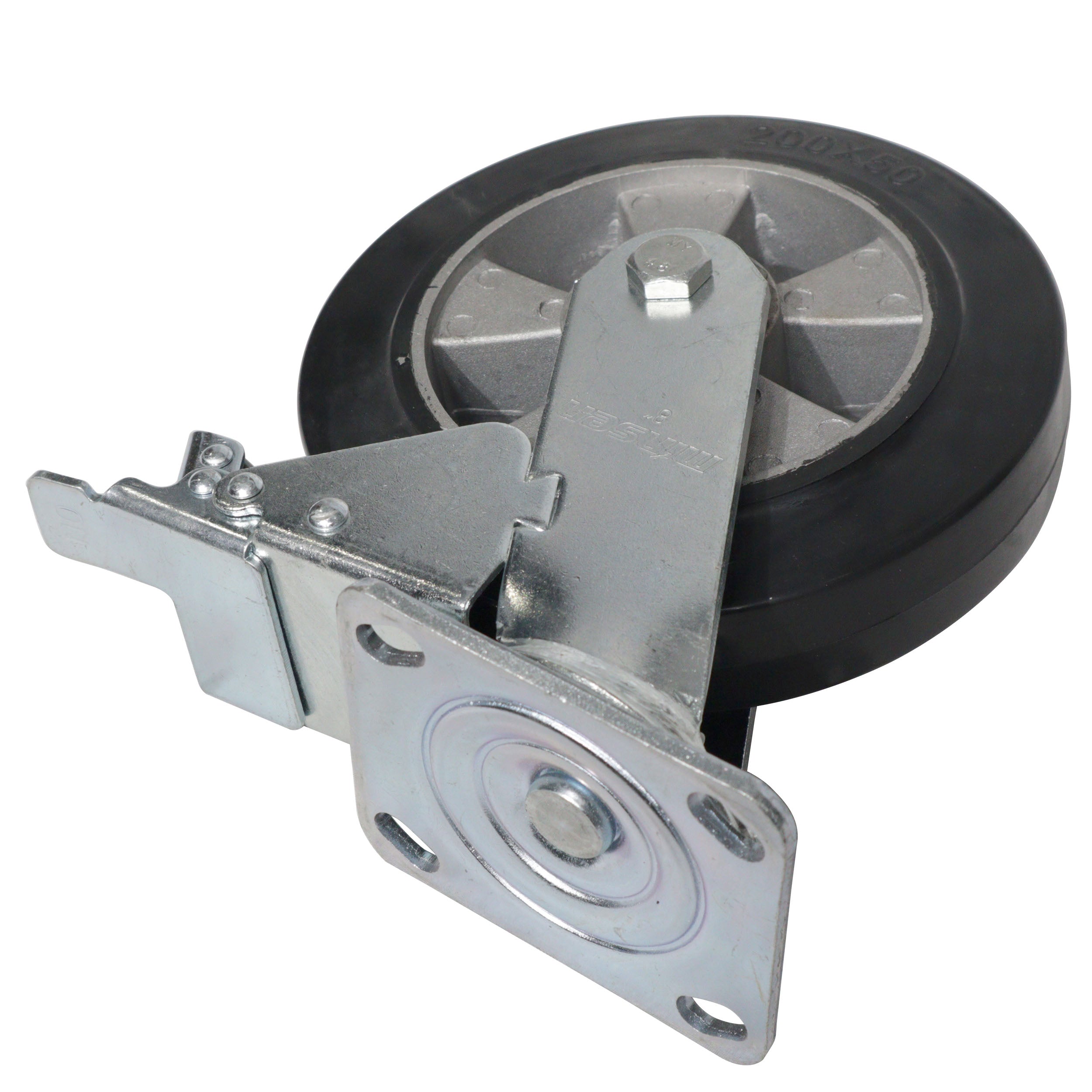 Single 8-inch Industrial Grade Caster Wheel for ProX ATA Flight Utility Console Speaker Cases - Plate 4.5 x 4 in.