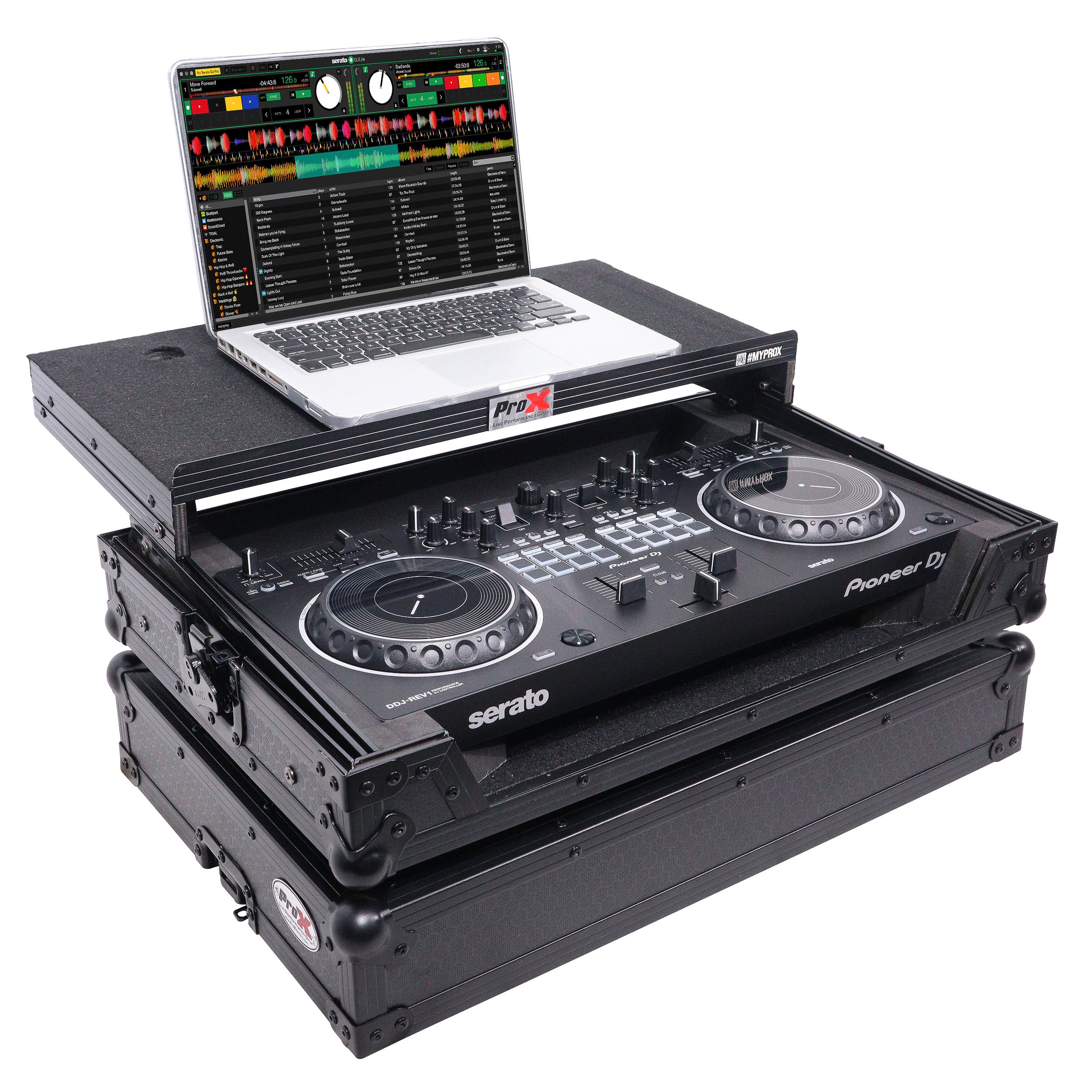ATA Flight Case For Pioneer DDJ-REV1 DJ Controller with Laptop Shelf - Black