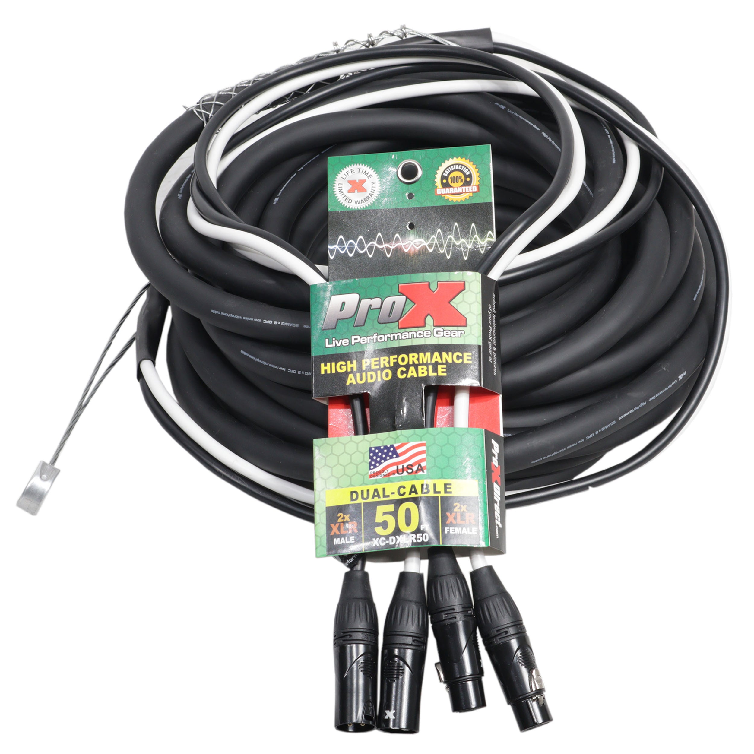 50' Ft. Balanced Dual XLR-M to Dual XLR-F High Performance Audio Cable