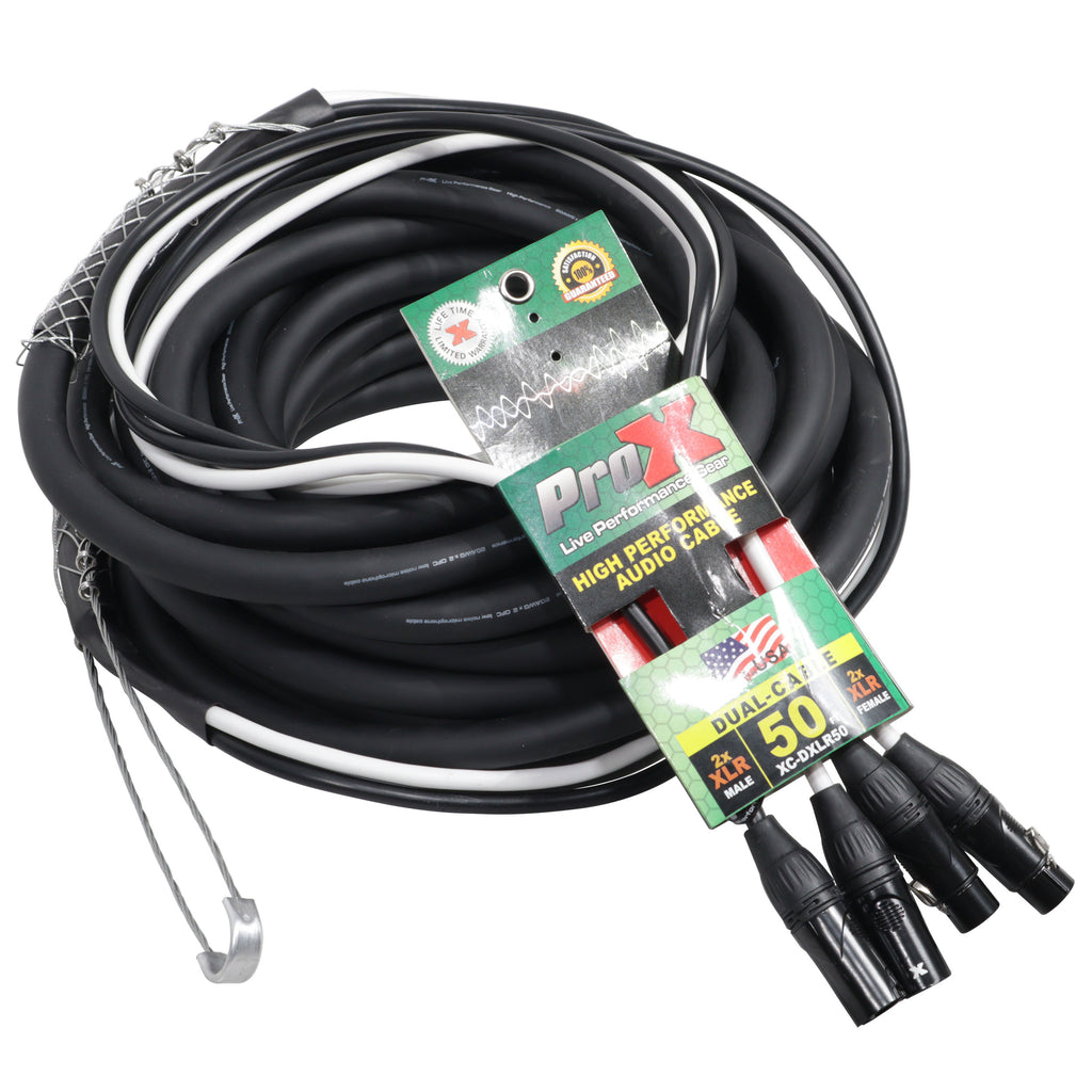 2PCS 50' Ft. Balanced Dual XLR-M to Dual XLR-F High Performance Audio Cable
