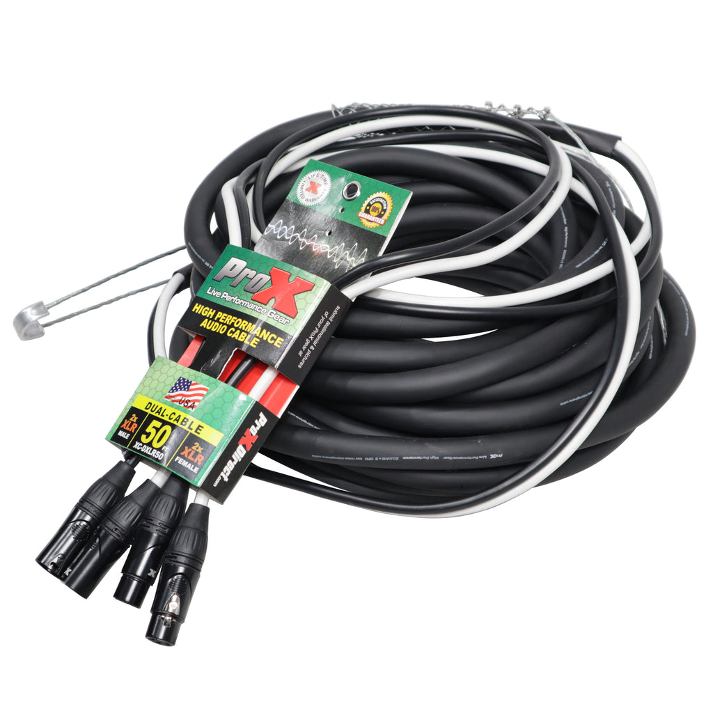2PCS 50' Ft. Balanced Dual XLR-M to Dual XLR-F High Performance Audio Cable