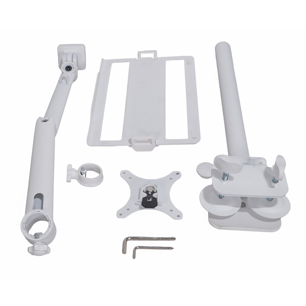 White Adjustable Arm Mount Mount Stand For 12-17" Laptop,VESA 75X75 and 100X100 fit 17-32" Monitor, For DJ Flight Case/Table