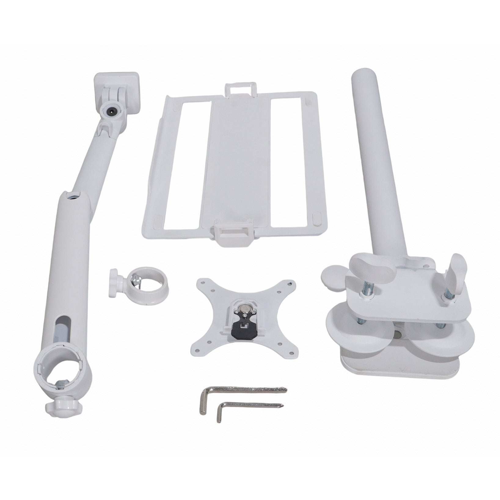 White Adjustable Arm Mount Mount Stand For 12-17" Laptop,VESA 75X75 and 100X100 fit 17-32" Monitor, For DJ Flight Case/Table