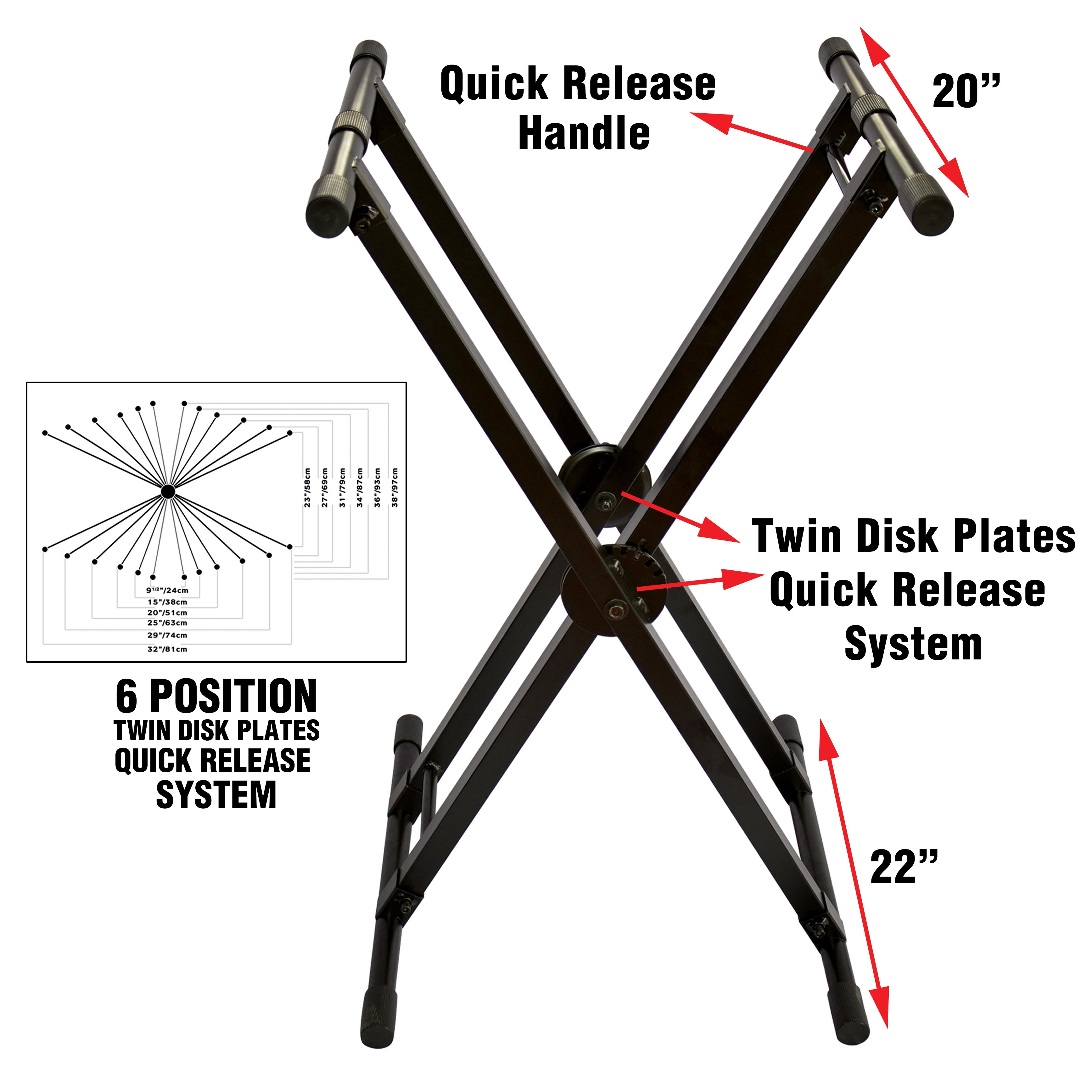 DJ Case/Keyboard Stand Double X Style W/Ergo Easy Lock