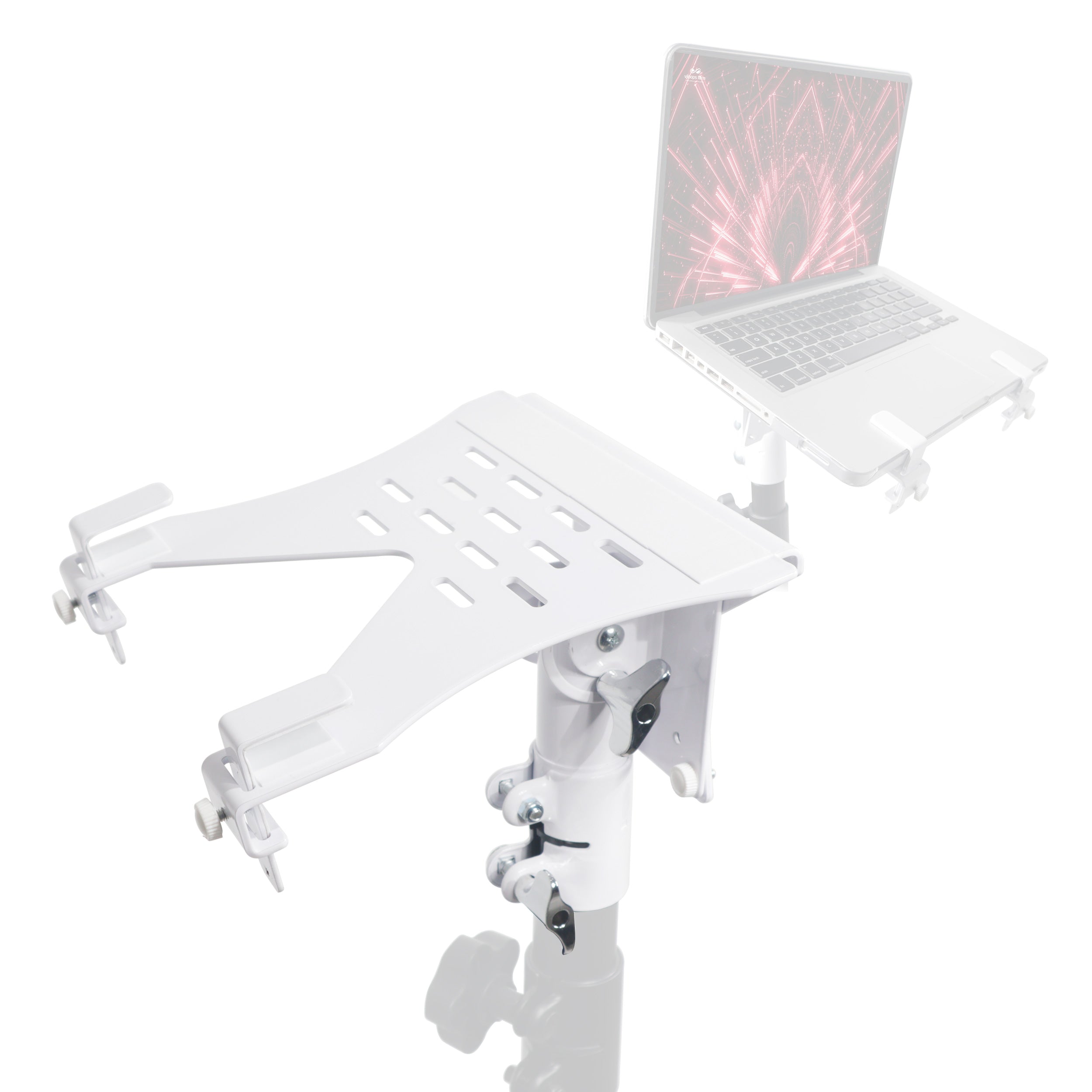 5PCS Universal Laptop Tray + VESA Monitor Mounting Bracket fits on Speaker Stand 1-3/8" Pole White
