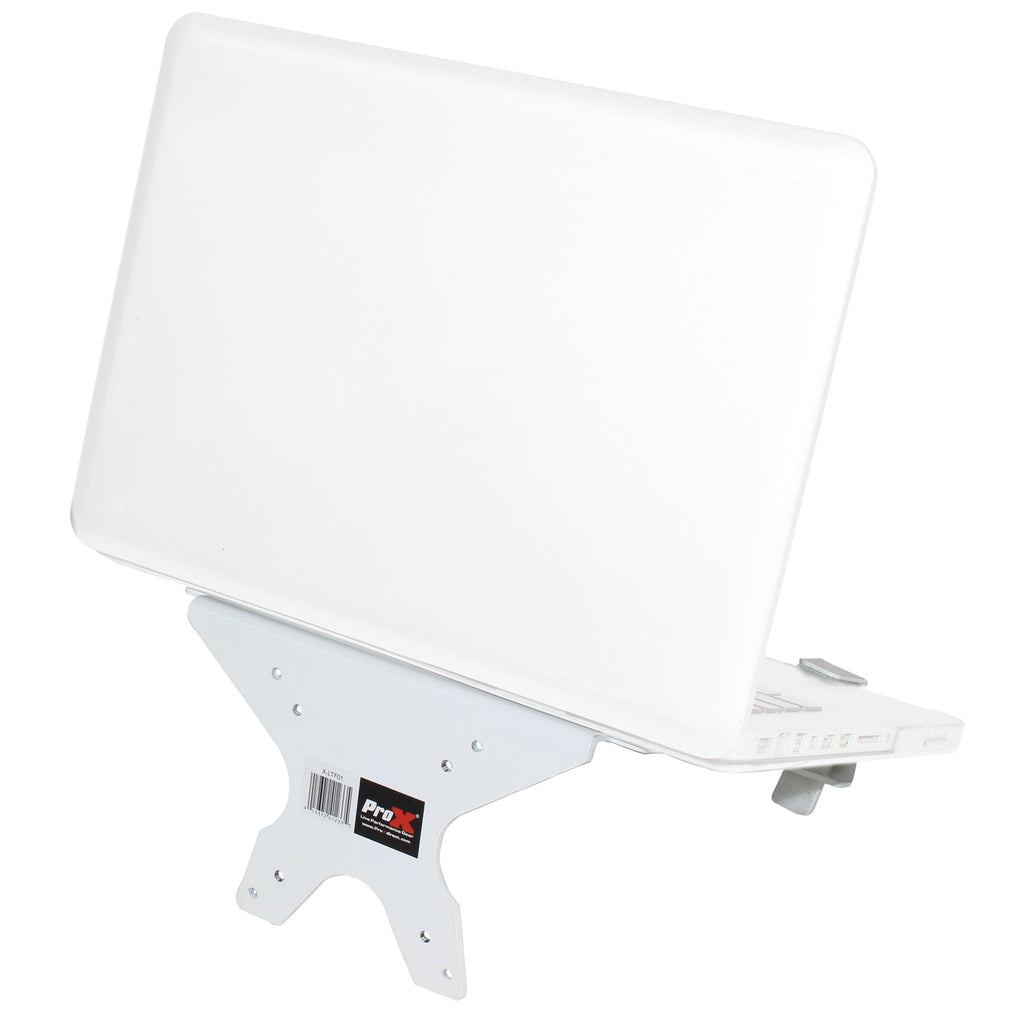 Universal Laptop Tray + VESA Monitor Mounting Bracket fits on Speaker Stand 1-3/8" Pole White