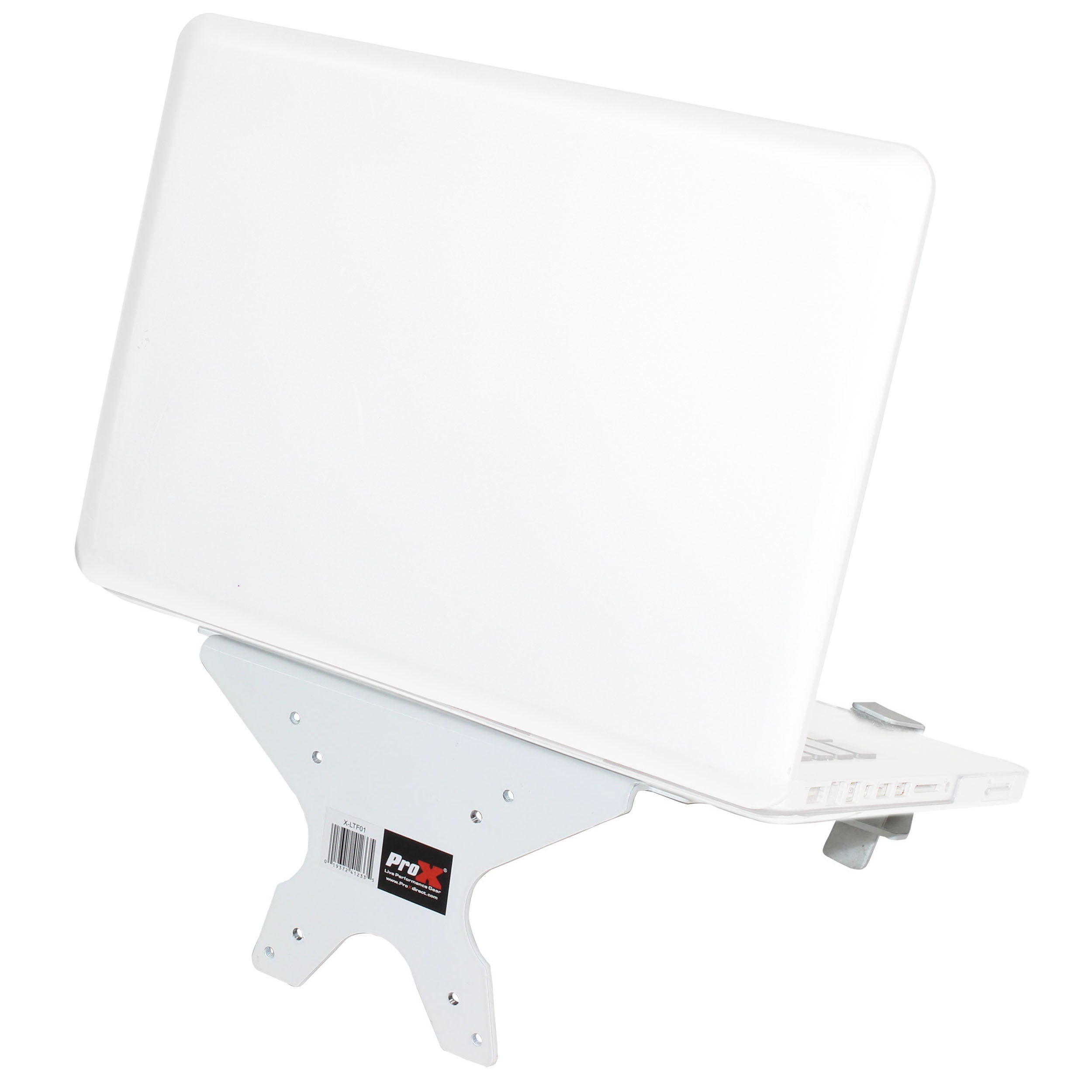 Universal Laptop Tray + VESA Monitor Mounting Bracket fits on Speaker Stand 1-3/8" Pole White