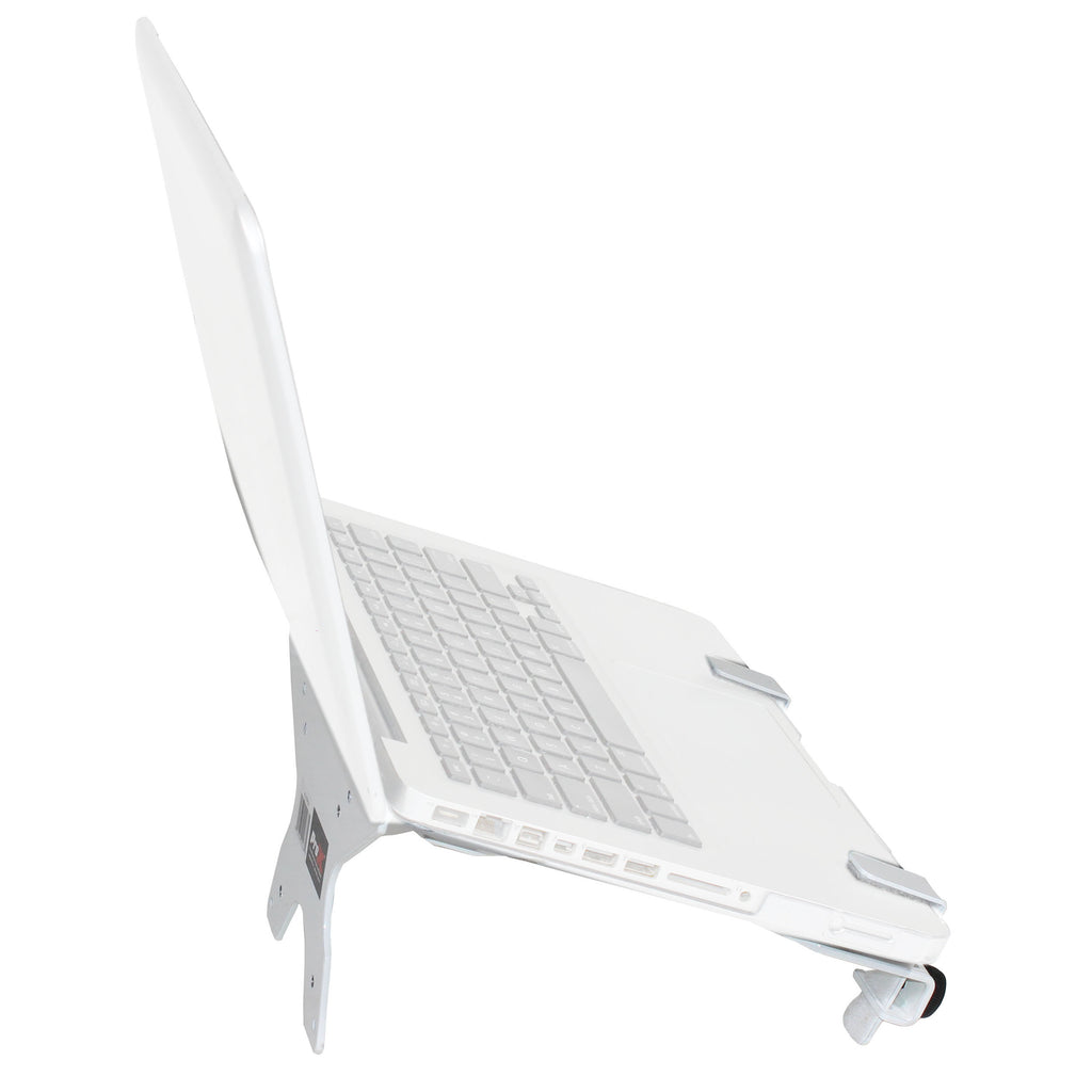 Universal Laptop Tray + VESA Monitor Mounting Bracket fits on Speaker Stand 1-3/8" Pole White