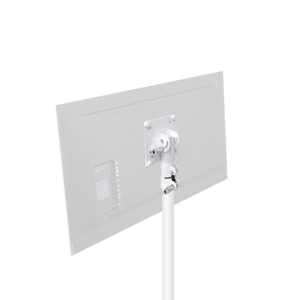 Universal Laptop Tray + VESA Monitor Mounting Bracket fits on Speaker Stand 1-3/8" Pole White