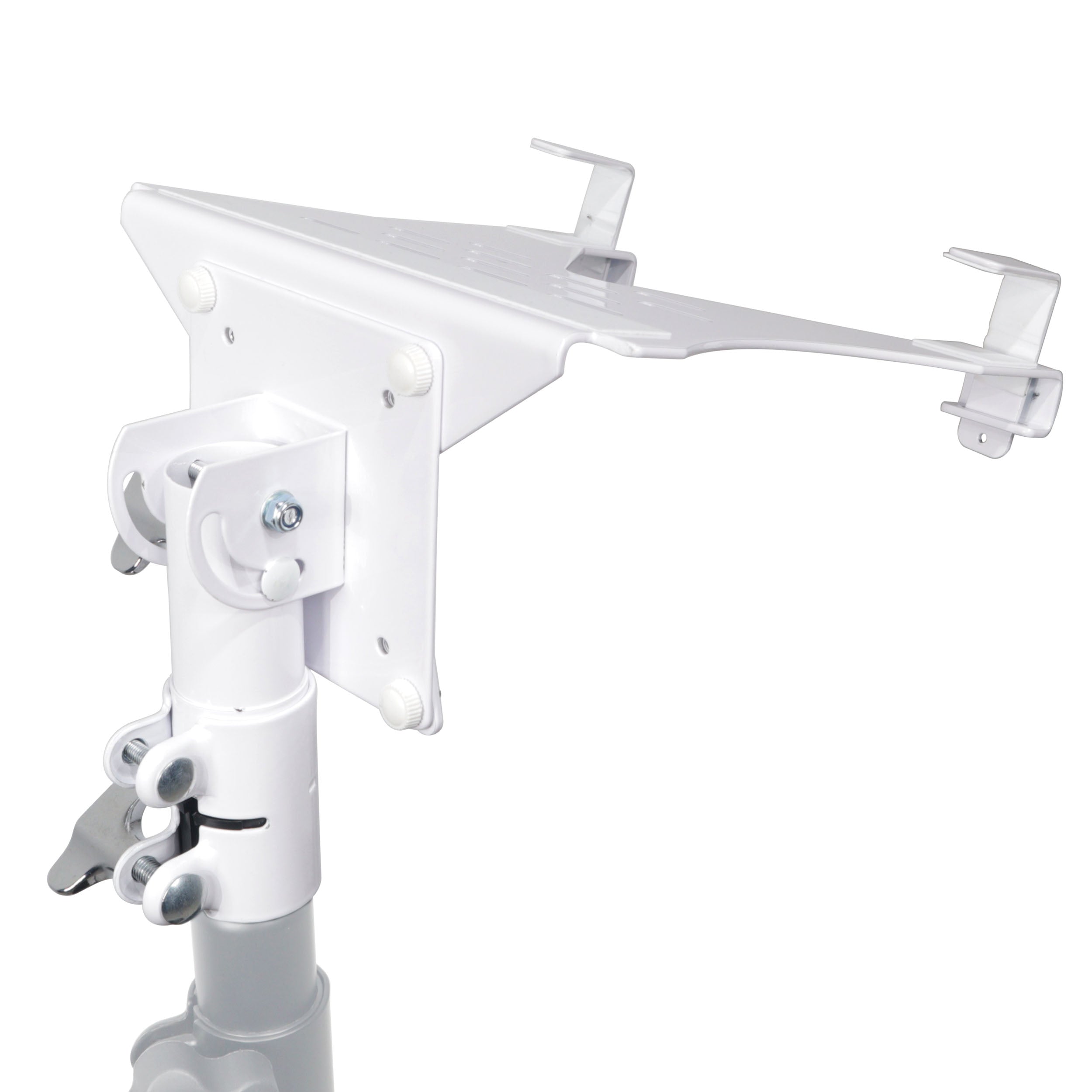 5PCS Universal Laptop Tray + VESA Monitor Mounting Bracket fits on Speaker Stand 1-3/8" Pole White
