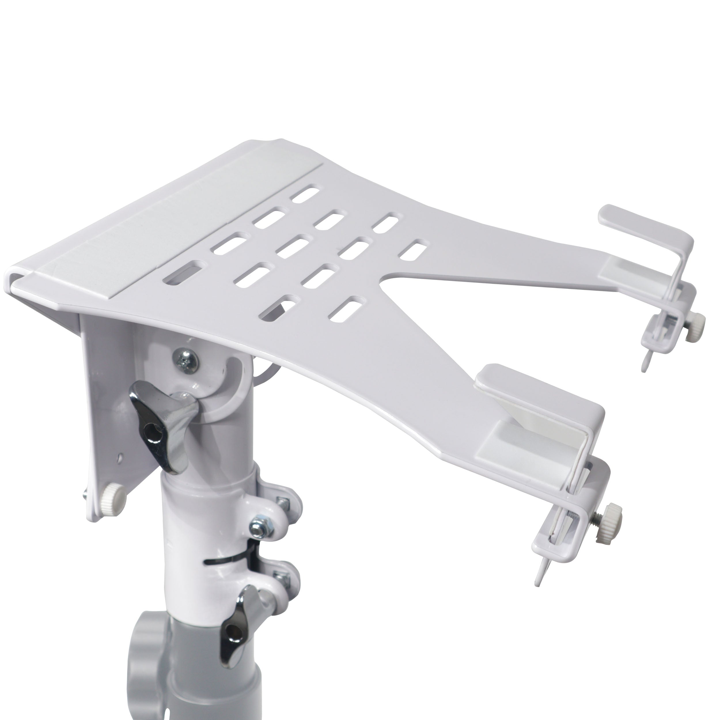 5PCS Universal Laptop Tray + VESA Monitor Mounting Bracket fits on Speaker Stand 1-3/8" Pole White