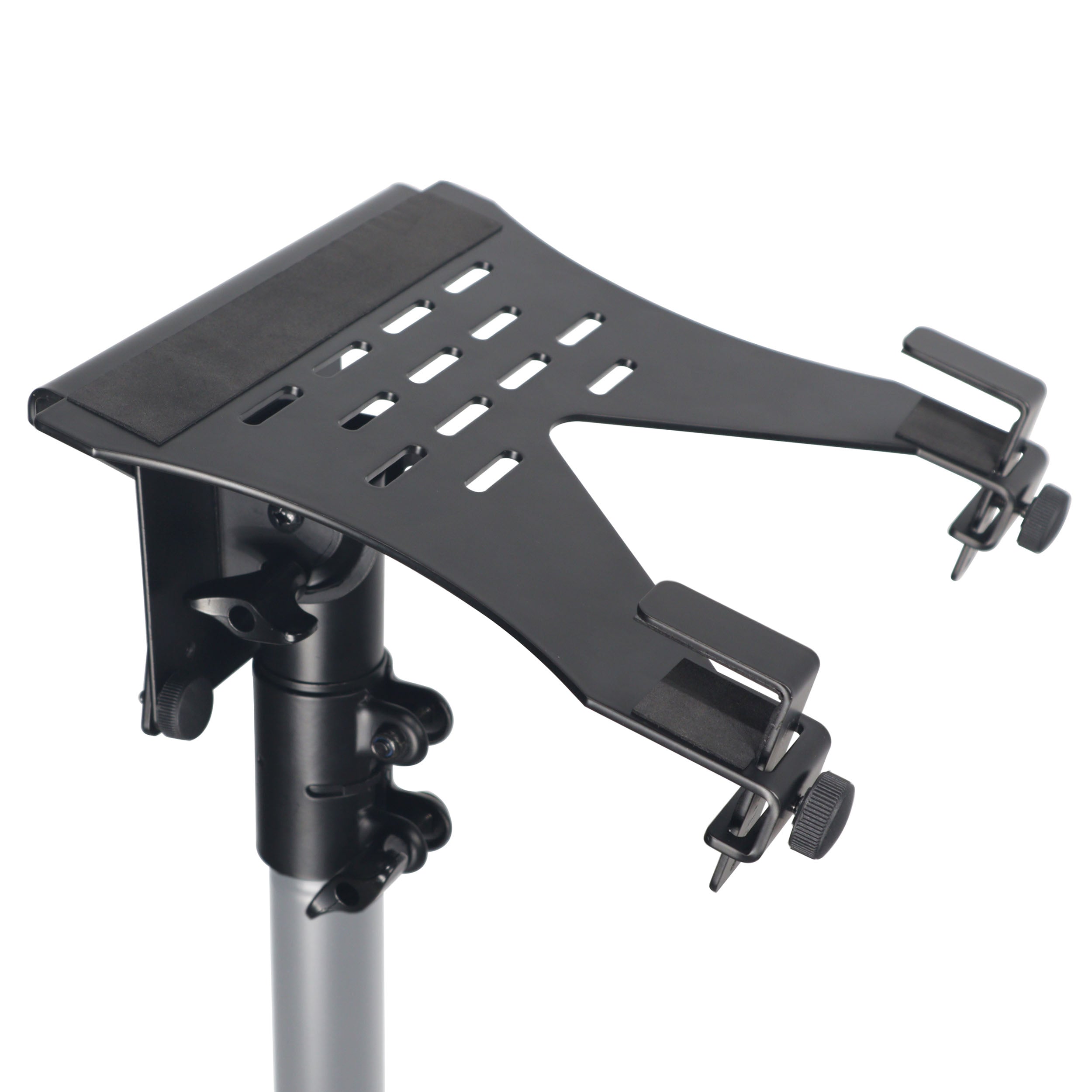 6PCS Universal Laptop Tray + VESA Monitor Mounting Bracket fits on Speaker Stand 1-3/8" Pole Black