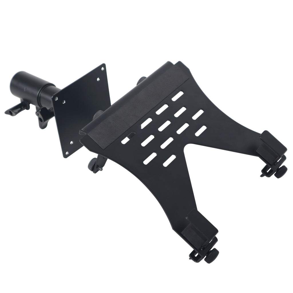 Universal Laptop Tray + VESA Monitor Mounting Bracket fits on Speaker Stand 1-3/8" Pole Black