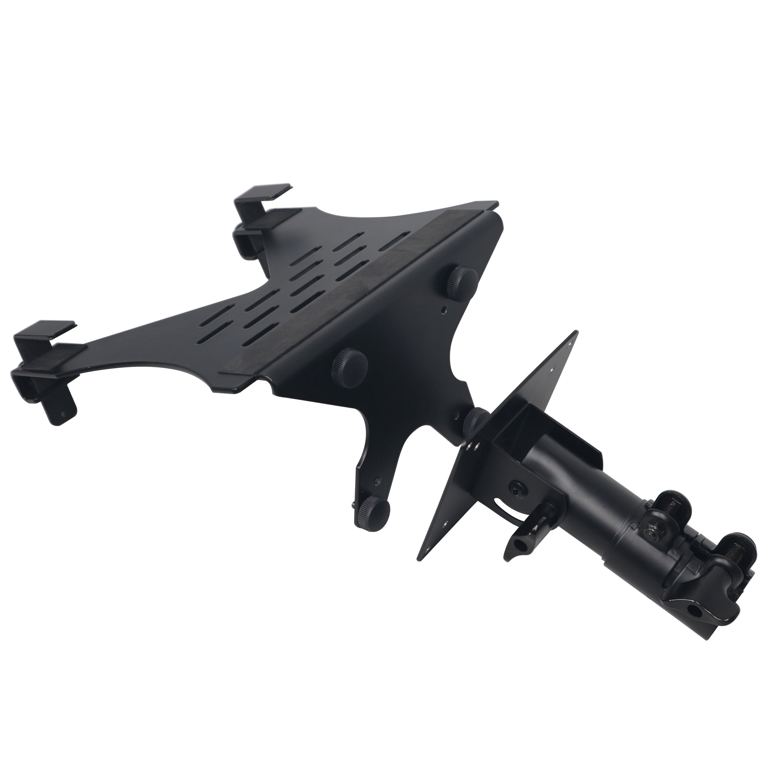 Universal Laptop Tray + VESA Monitor Mounting Bracket fits on Speaker Stand 1-3/8" Pole Black