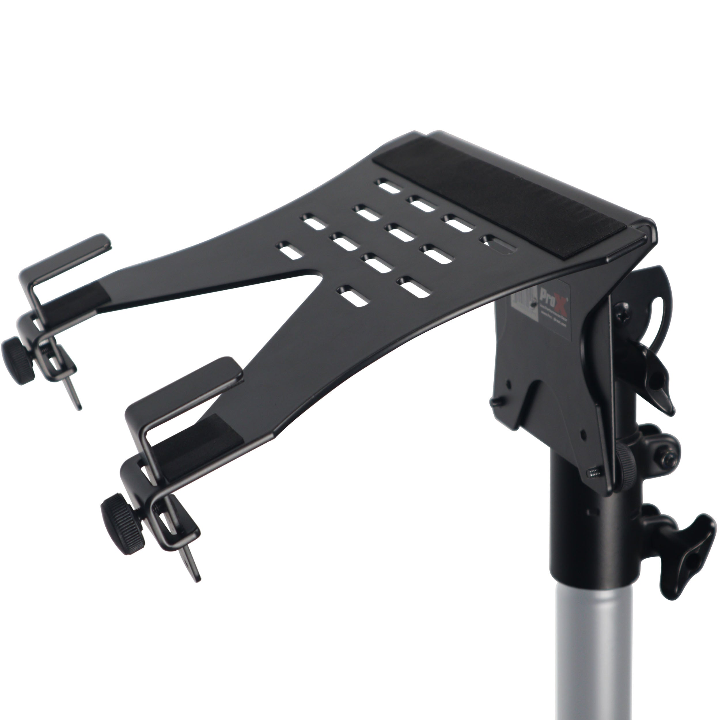 6PCS Universal Laptop Tray + VESA Monitor Mounting Bracket fits on Speaker Stand 1-3/8" Pole Black