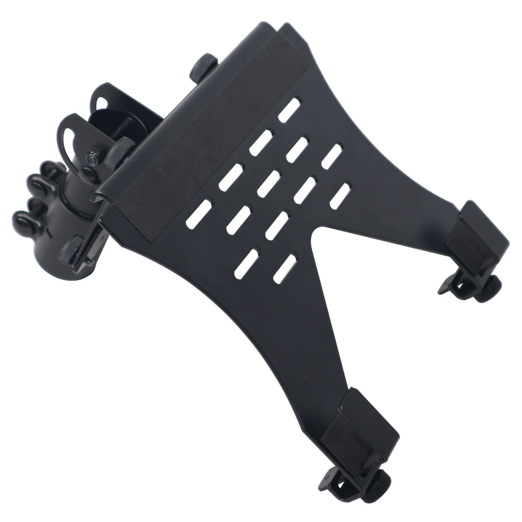 Universal Laptop Tray + VESA Monitor Mounting Bracket fits on Speaker Stand 1-3/8" Pole Black