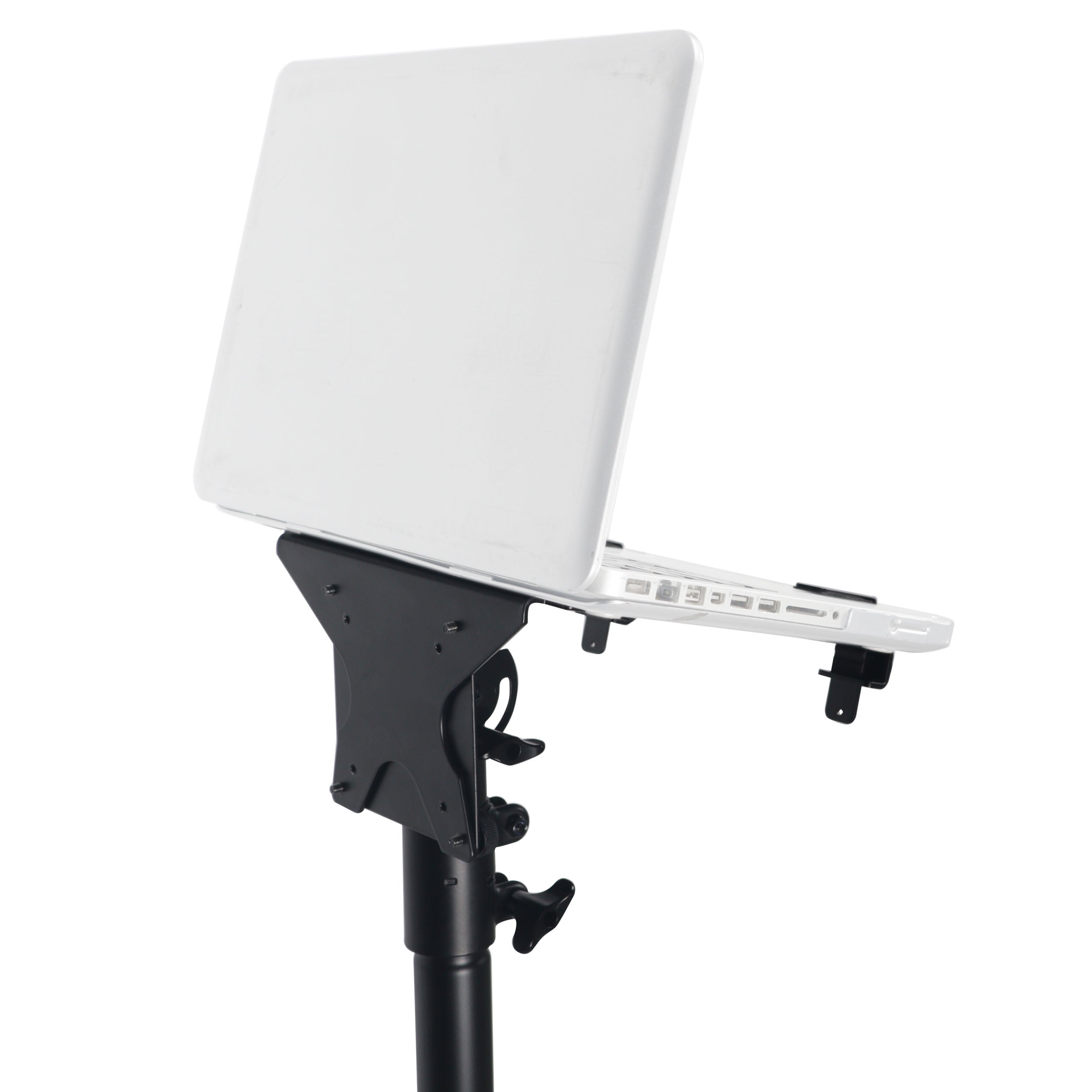 Universal Laptop Tray + VESA Monitor Mounting Bracket fits on Speaker Stand 1-3/8" Pole Black