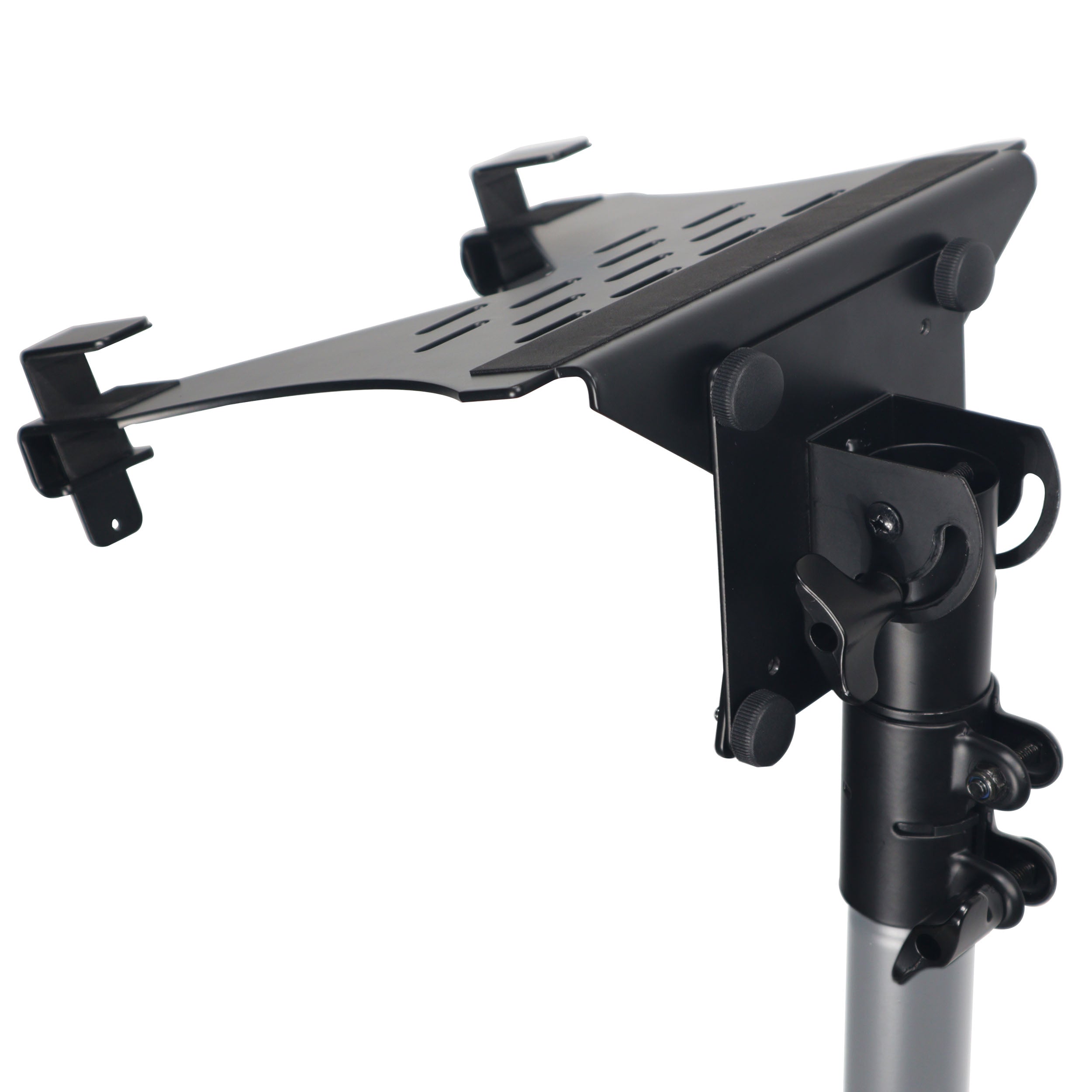 6PCS Universal Laptop Tray + VESA Monitor Mounting Bracket fits on Speaker Stand 1-3/8" Pole Black