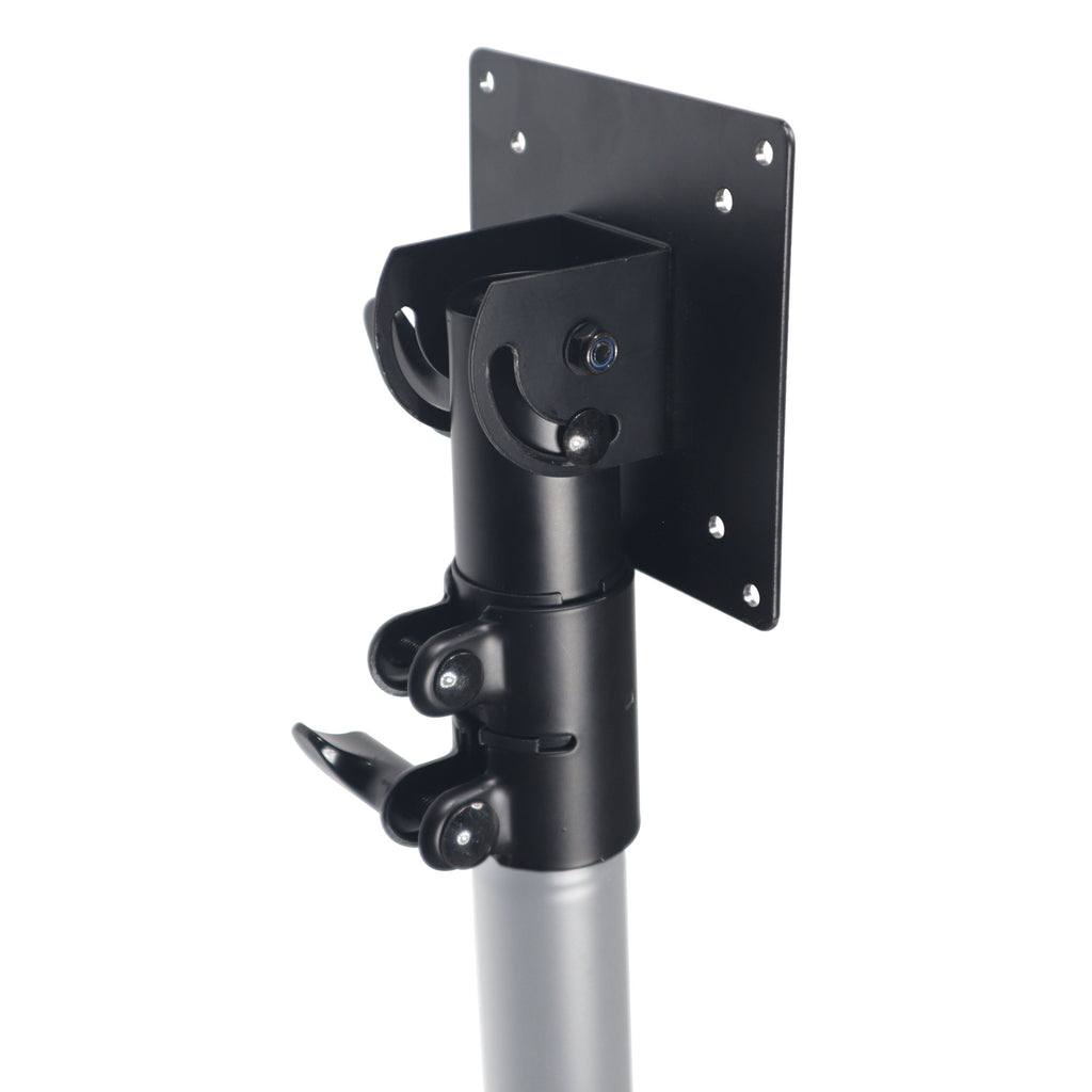 Universal Laptop Tray + VESA Monitor Mounting Bracket fits on Speaker Stand 1-3/8" Pole Black