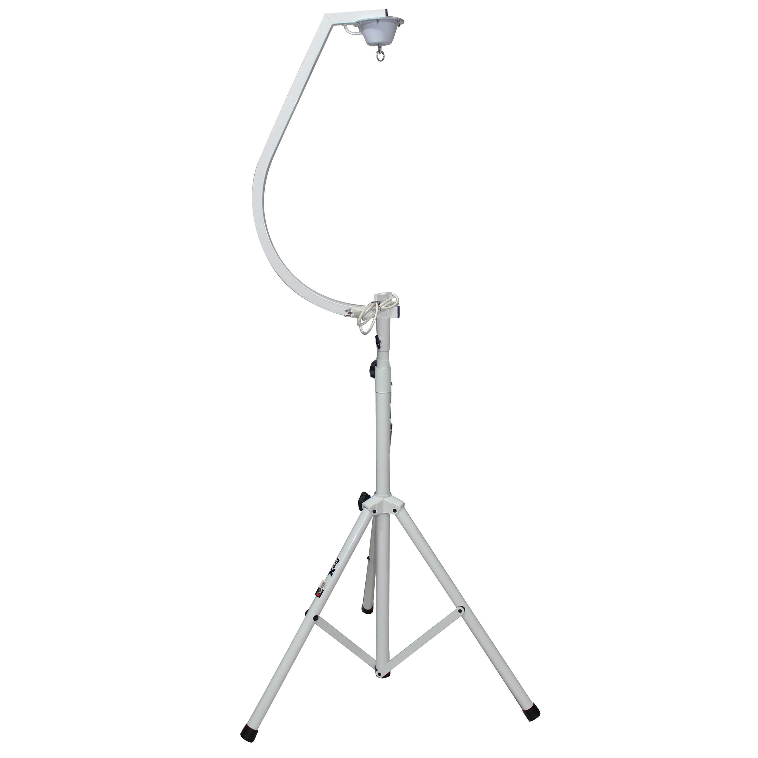 White 16-20" C Shaped Mirror Ball Free Standing Hook fits 1-3/8" 35mm pole with 1 RPM Motor