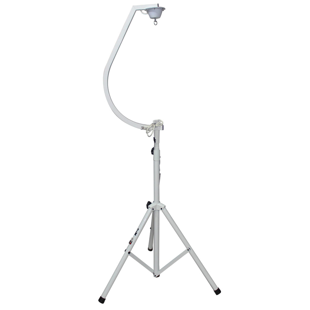 White 16-20" C Shaped Mirror Ball Free Standing Hook fits 1-3/8" 35mm pole with 1 RPM Motor