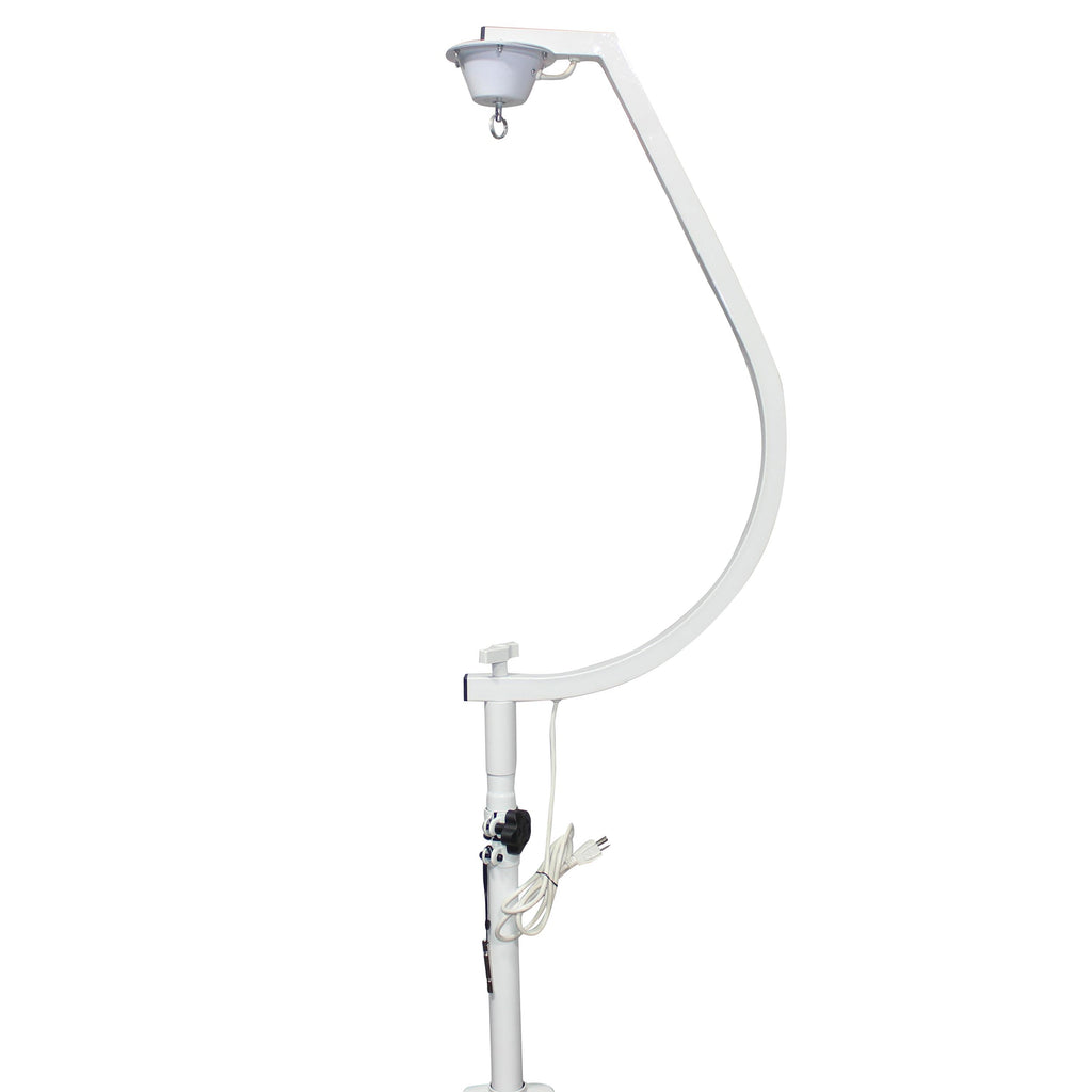 White 16-20" C Shaped Mirror Ball Free Standing Hook fits 1-3/8" 35mm pole with 1 RPM Motor