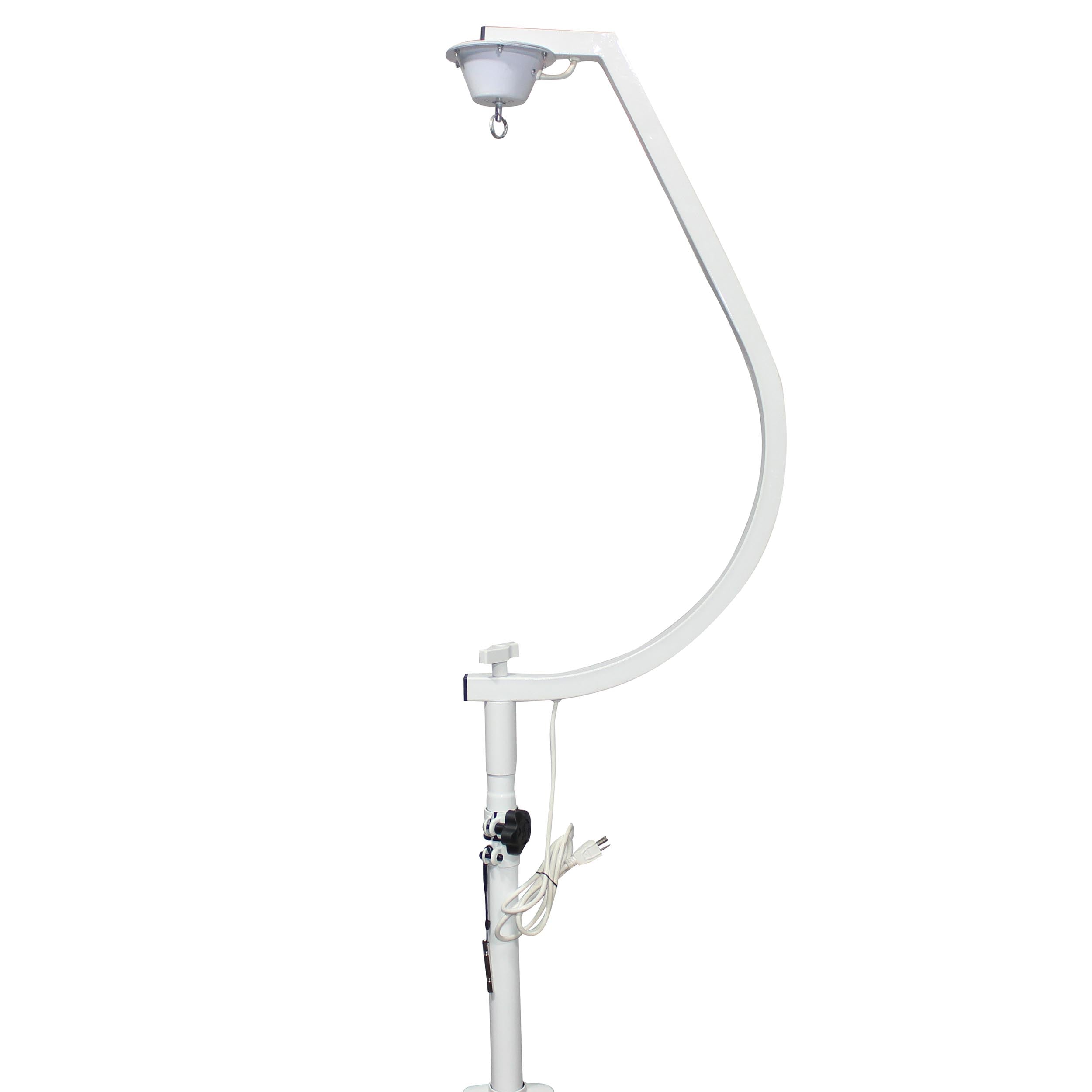 White 16-20" C Shaped Mirror Ball Free Standing Hook fits 1-3/8" 35mm pole with 1 RPM Motor