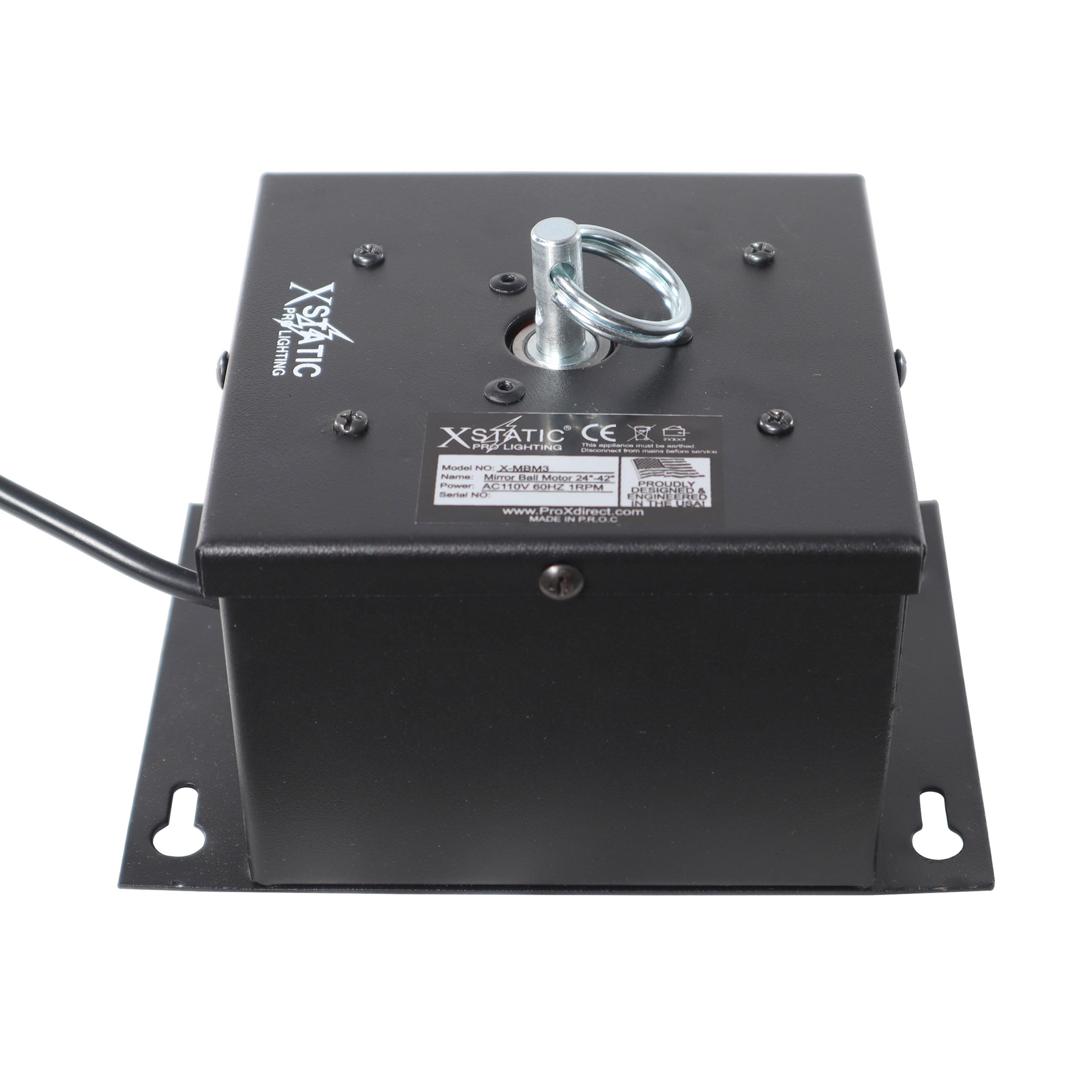1 RPM Powered Rotating Disco Mirror Ball Motor with Ring – Supports 30"-48"
