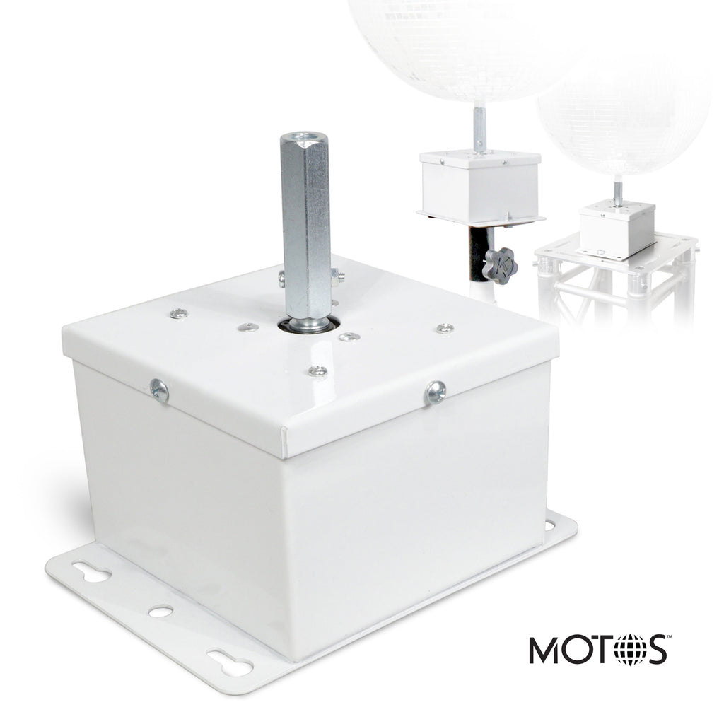 MOTOS Universal Upright Mirror Ball Oscillating 1RPM Motor – Mounts up to 30" Mirror Balls White Finish