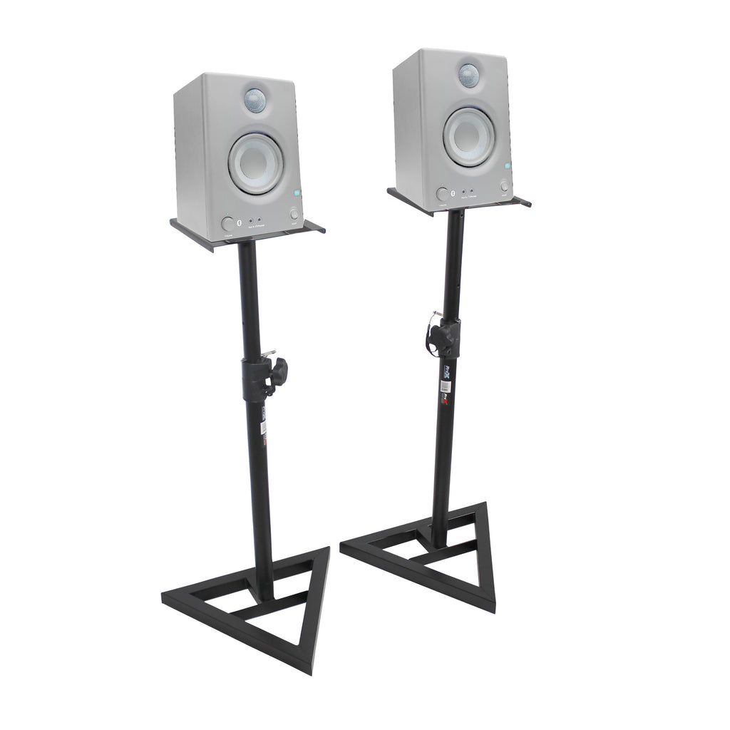 Pair of Studio Monitor Stands Speaker Platform Telescoping Height Adjustment W-Rubberized Platform and Wide Base