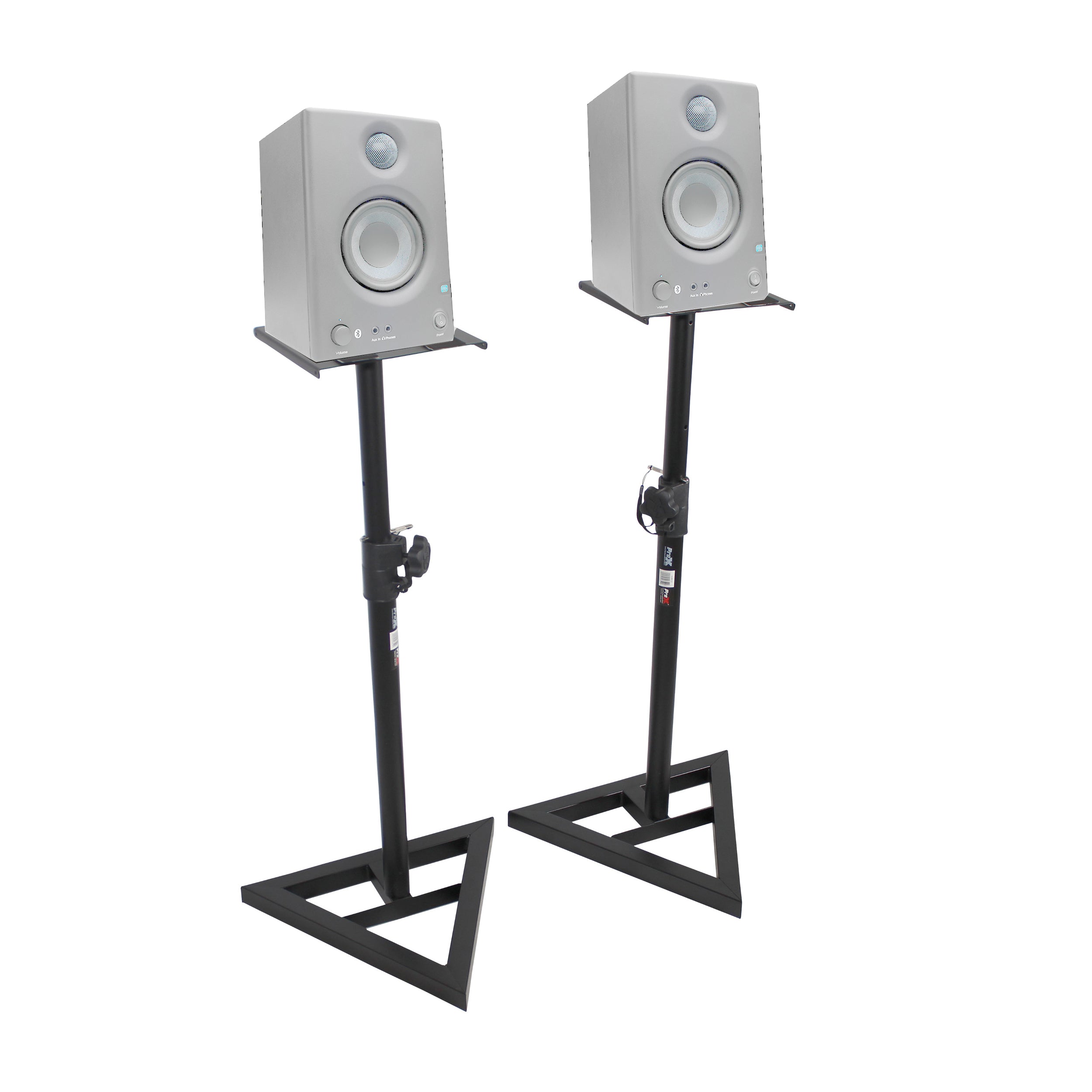 Pair of Studio Monitor Stands Speaker Platform Telescoping Height Adjustment W-Rubberized Platform and Wide Base
