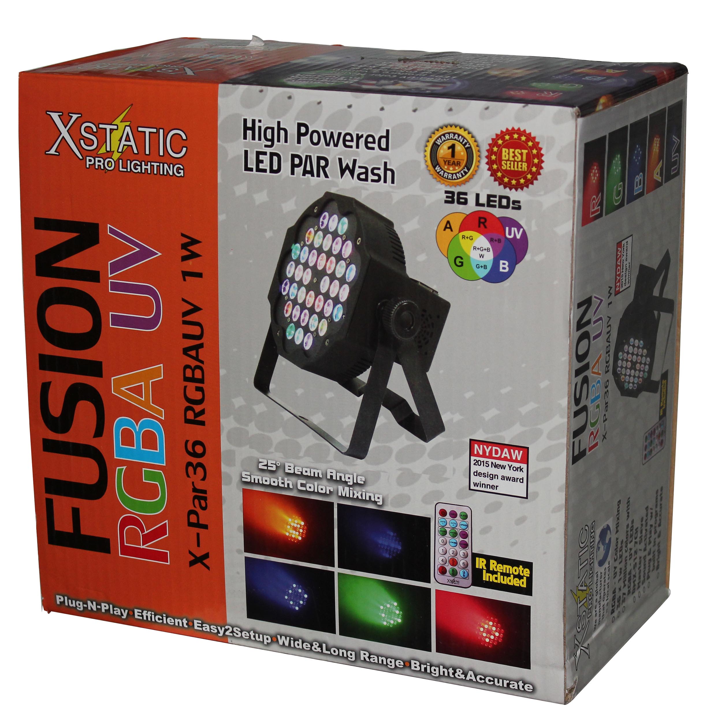 Fusion RGBA UV Par 36x 1W LED Slim Par Black Housing